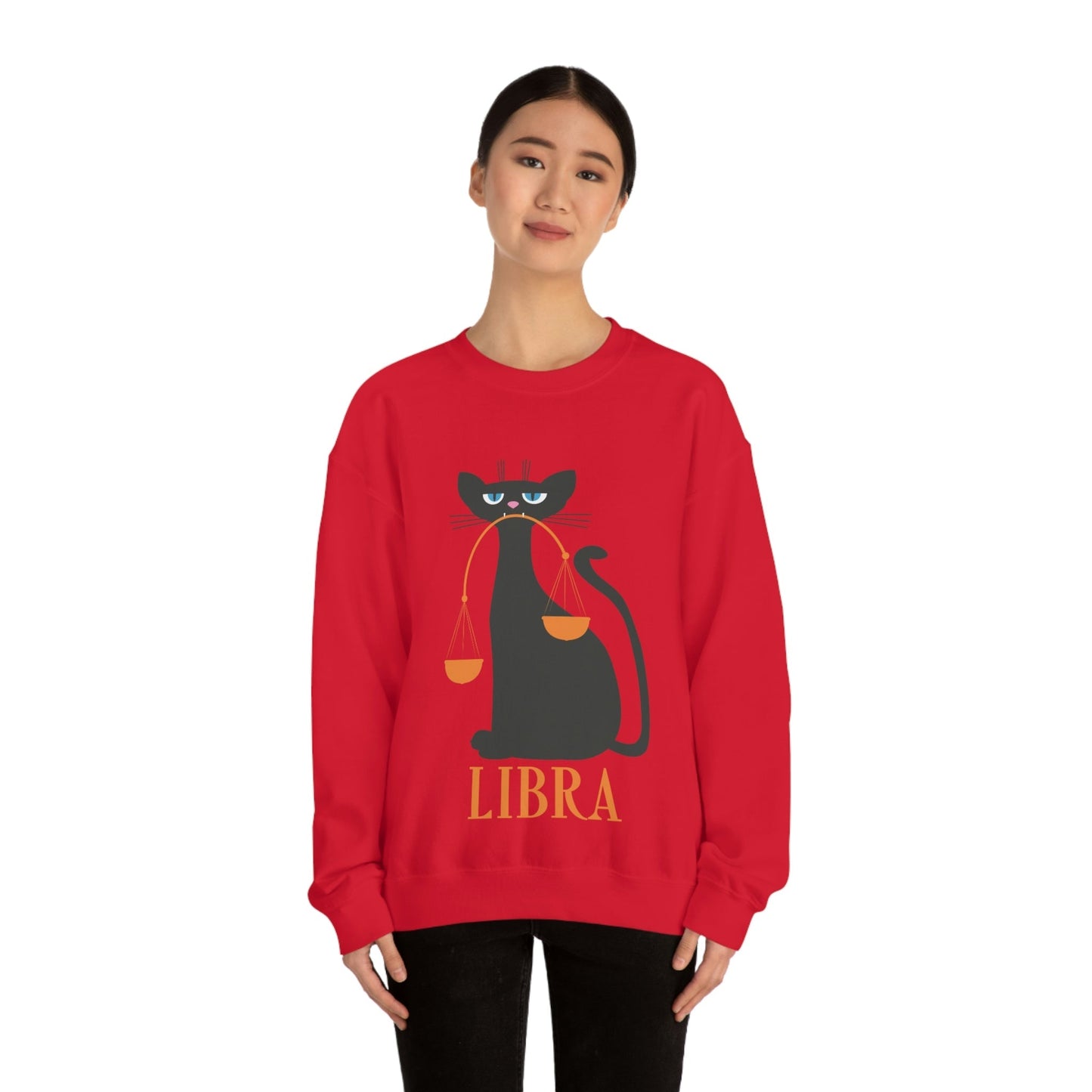 Libra Cat Zodiac Sign Unisex Heavy Blend™ Crewneck Sweatshirt Ichaku [Perfect Gifts Selection]