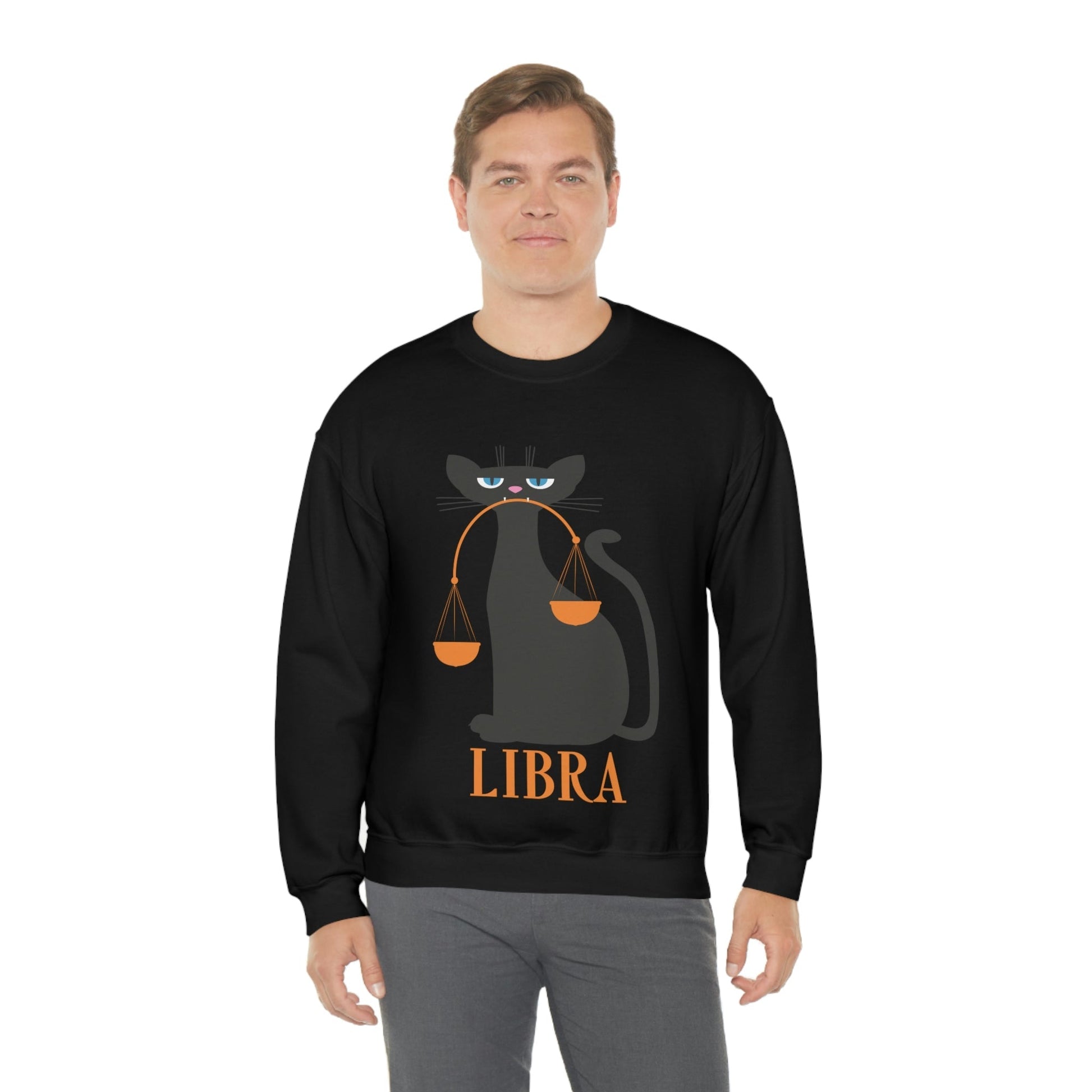 Libra Cat Zodiac Sign Unisex Heavy Blend™ Crewneck Sweatshirt Ichaku [Perfect Gifts Selection]