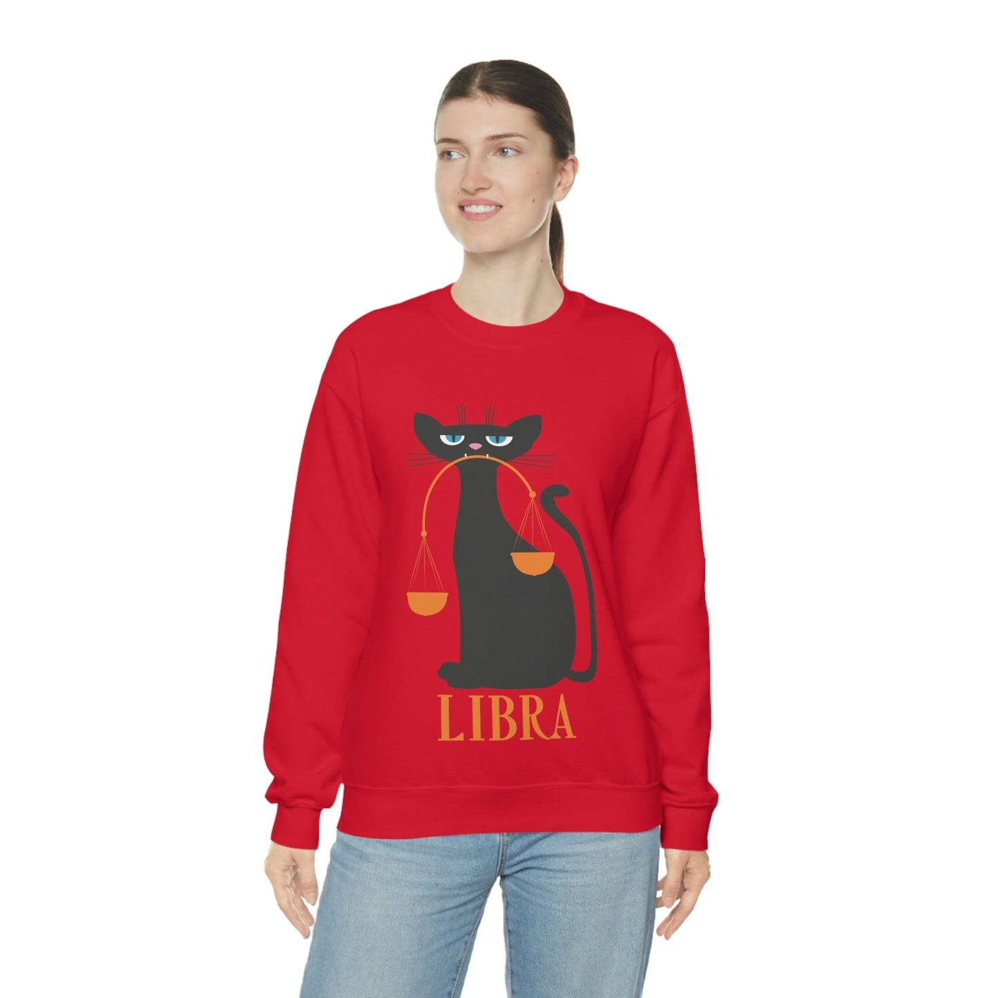 Libra Cat Zodiac Sign Unisex Heavy Blend™ Crewneck Sweatshirt Ichaku [Perfect Gifts Selection]