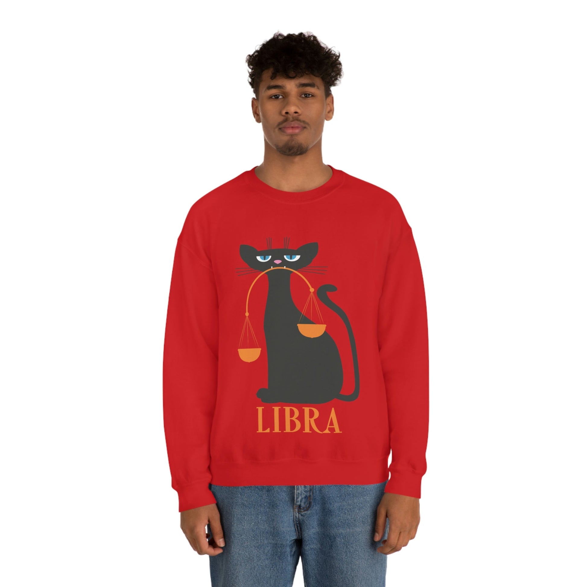 Libra Cat Zodiac Sign Unisex Heavy Blend™ Crewneck Sweatshirt Ichaku [Perfect Gifts Selection]