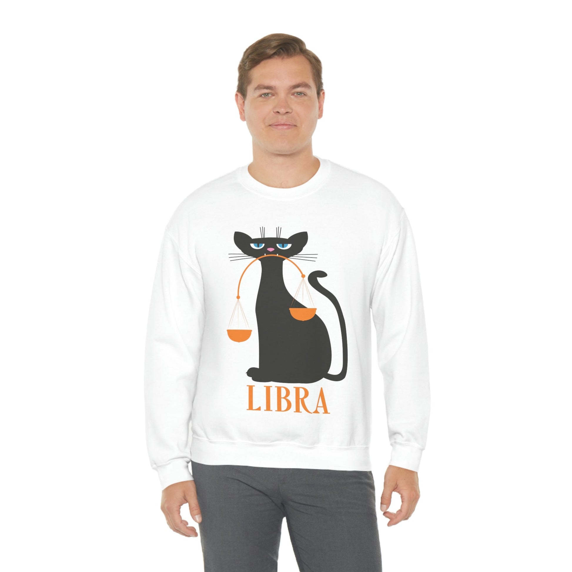 Libra Cat Zodiac Sign Unisex Heavy Blend™ Crewneck Sweatshirt Ichaku [Perfect Gifts Selection]