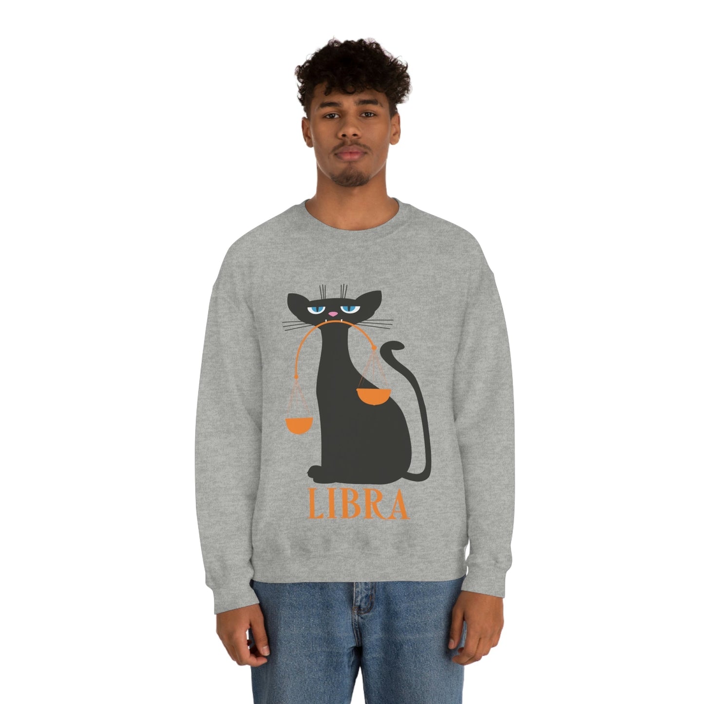 Libra Cat Zodiac Sign Unisex Heavy Blend™ Crewneck Sweatshirt Ichaku [Perfect Gifts Selection]