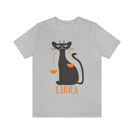 Libra Cat Zodiac Sign Unisex Jersey Short Sleeve T-Shirt Ichaku [Perfect Gifts Selection]