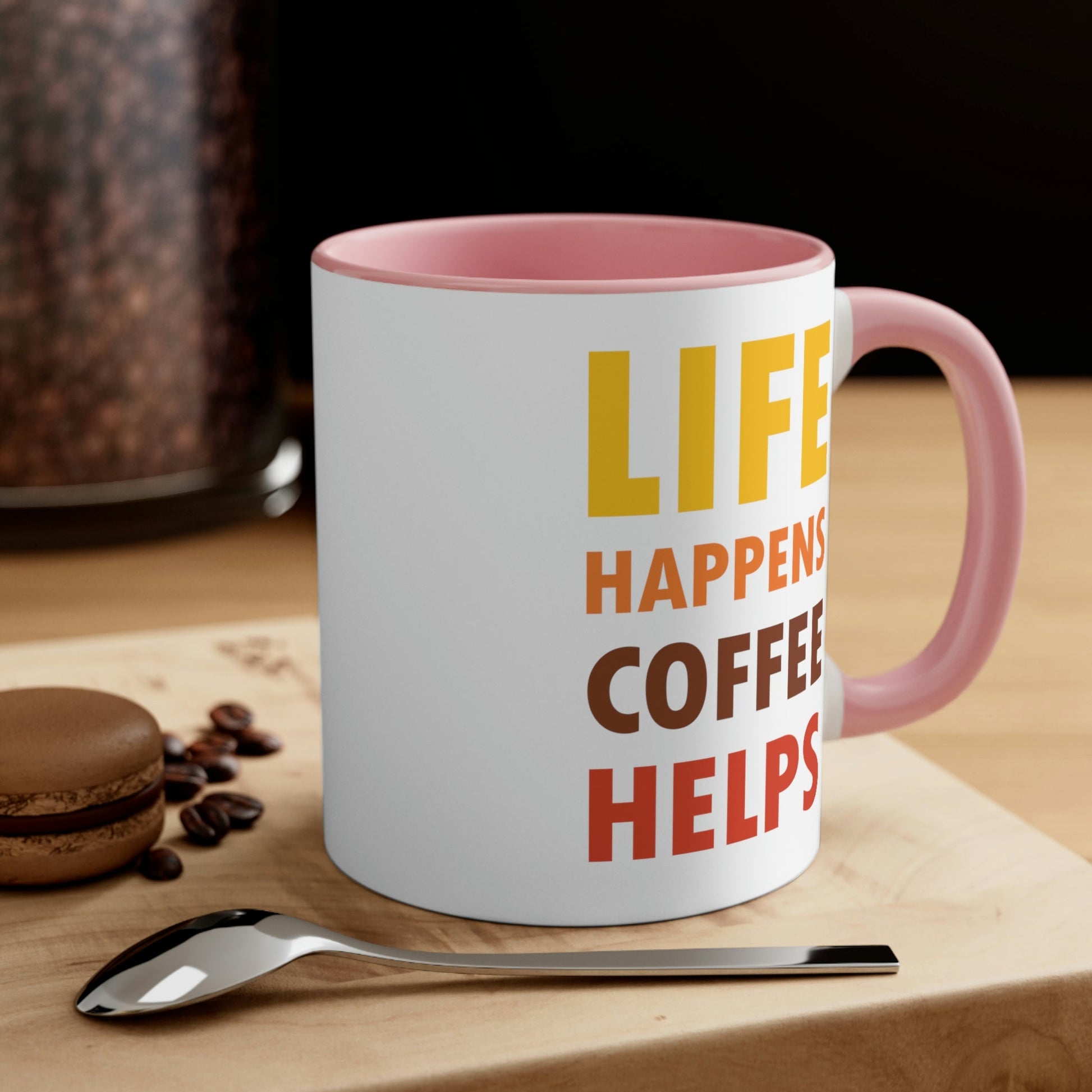 Life Happens Coffee Helps Quotes Caffeine Lover Classic Accent Coffee Mug 11oz Ichaku [Perfect Gifts Selection]