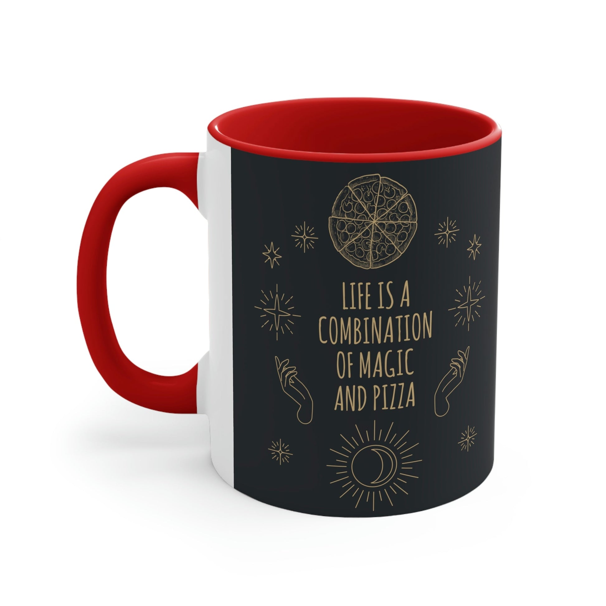 Life Is A Combination Of Magic And Pizza Love Funny Quotes Accent Coffee Mug 11oz Ichaku [Perfect Gifts Selection]