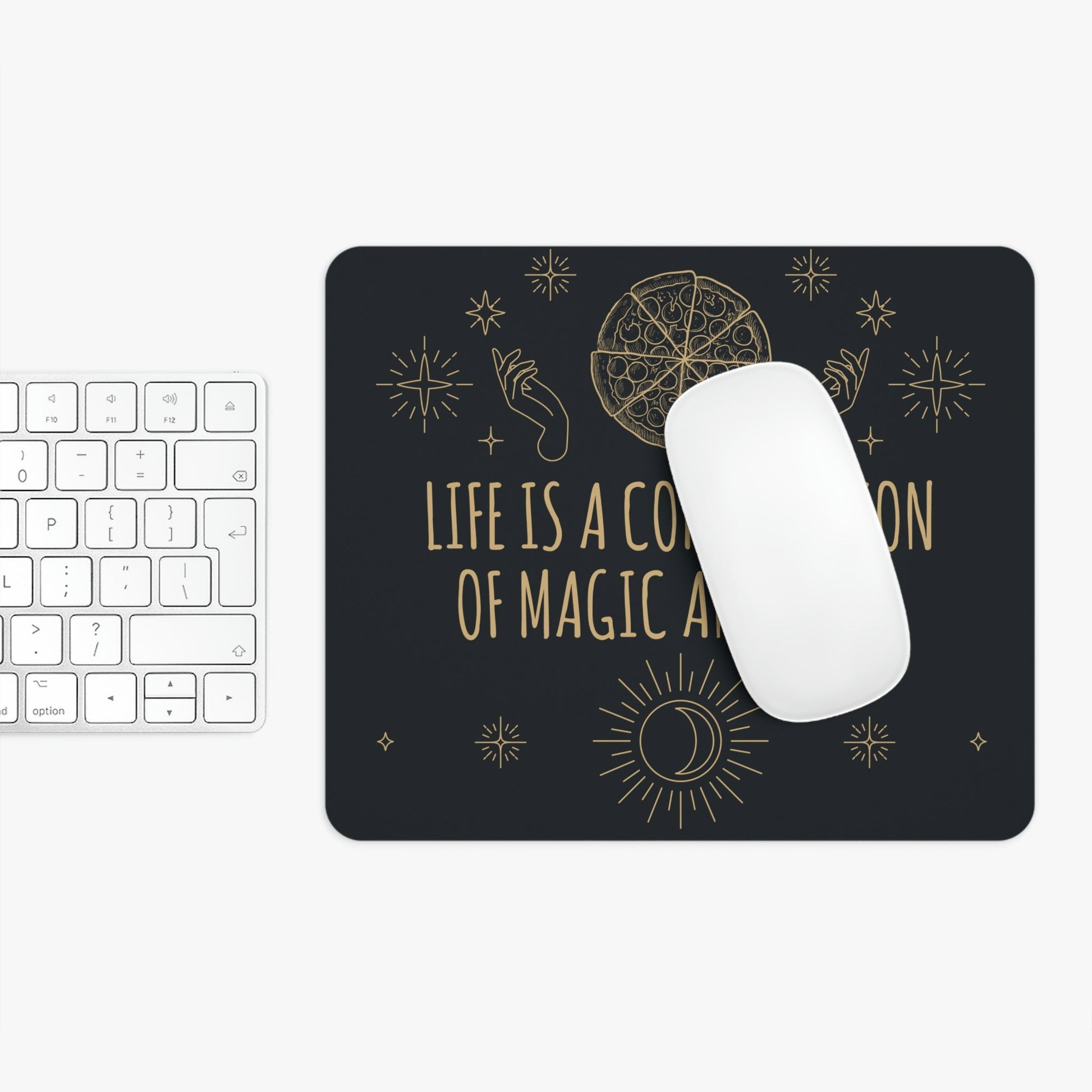 Life Is A Combination Of Magic And Pizza Love Funny Quotes Art Ergonomic Non-slip Creative Design Mouse Pad Ichaku [Perfect Gifts Selection]