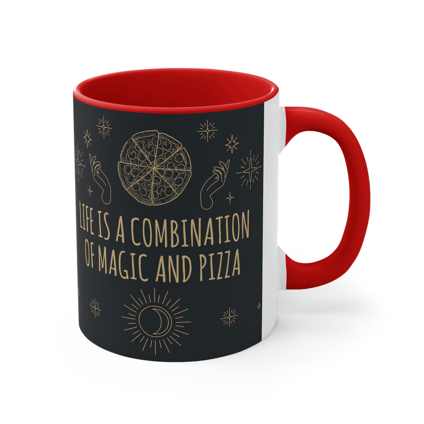 Life Is A Combination Of Magic And Pizza Love Funny Quotes Classic Accent Coffee Mug 11oz Ichaku [Perfect Gifts Selection]
