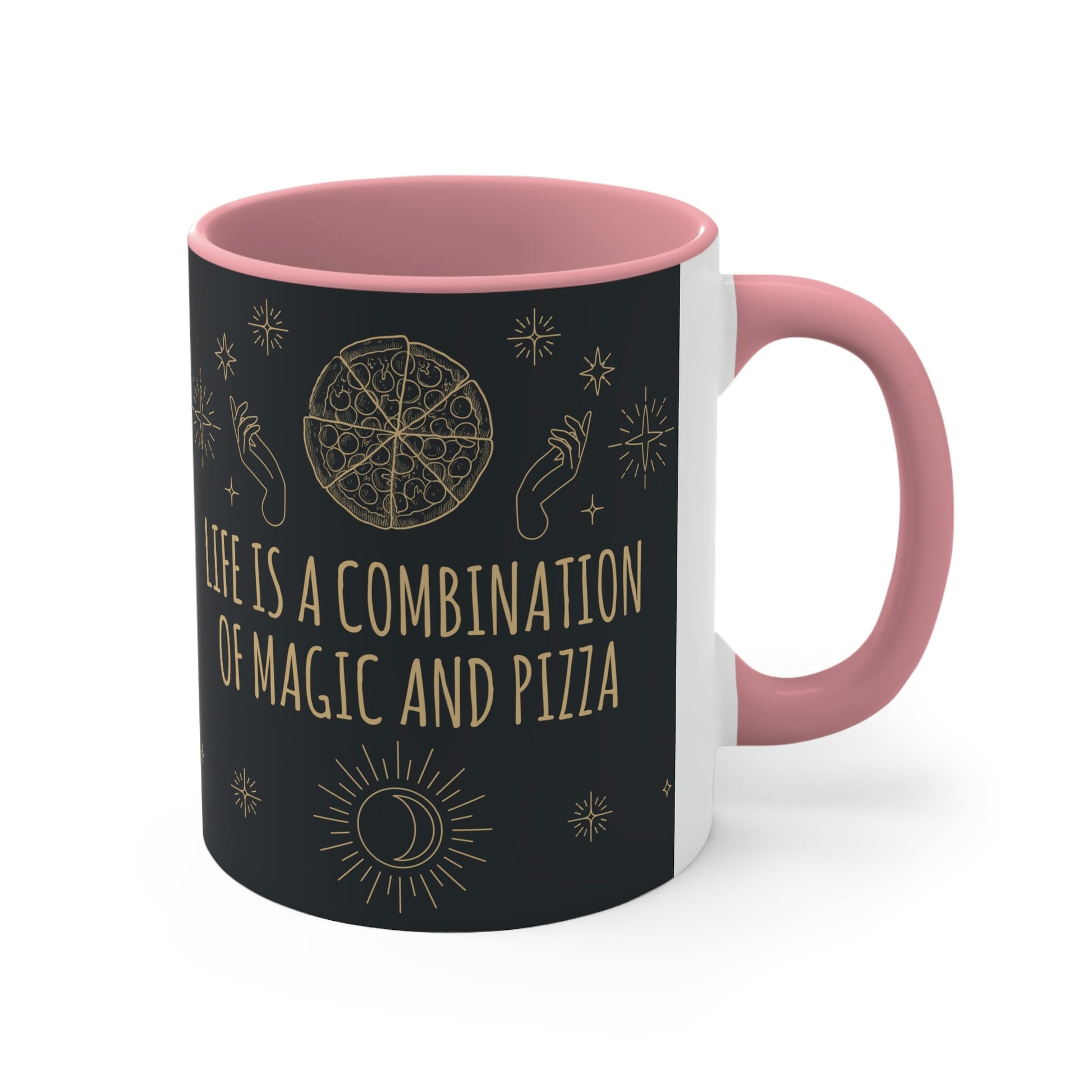 Life Is A Combination Of Magic And Pizza Love Funny Quotes Classic Accent Coffee Mug 11oz Ichaku [Perfect Gifts Selection]