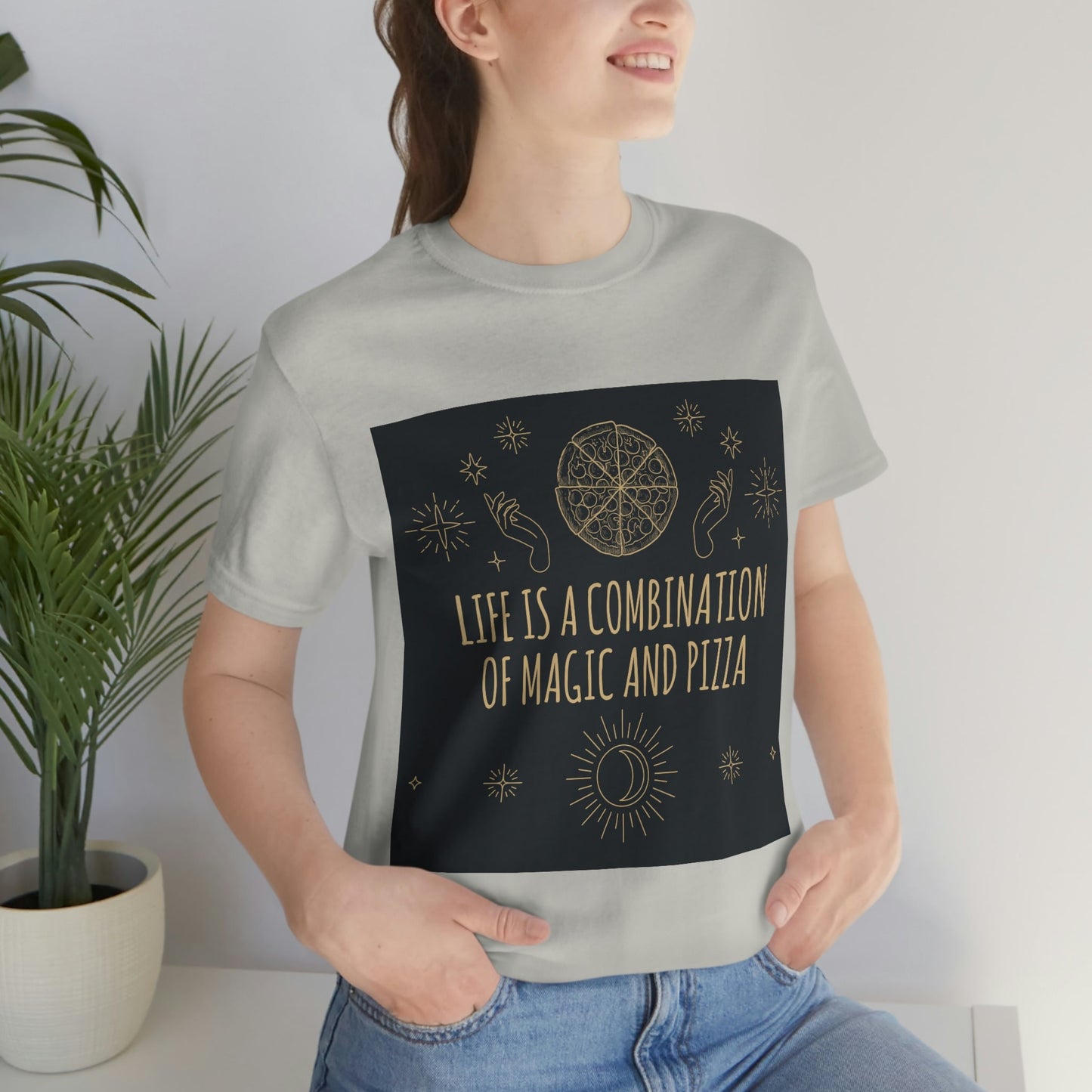 Life Is A Combination Of Magic And Pizza Love Funny Quotes Unisex Jersey Short Sleeve T-Shirt Ichaku [Perfect Gifts Selection]