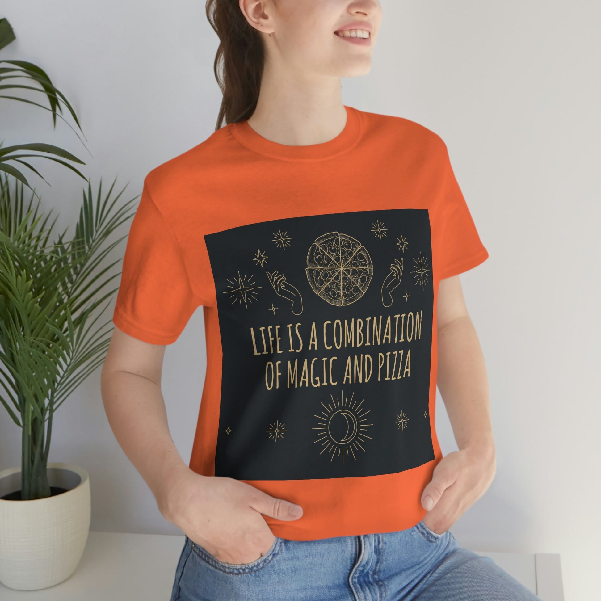 Life Is A Combination Of Magic And Pizza Love Funny Quotes Unisex Jersey Short Sleeve T-Shirt Ichaku [Perfect Gifts Selection]