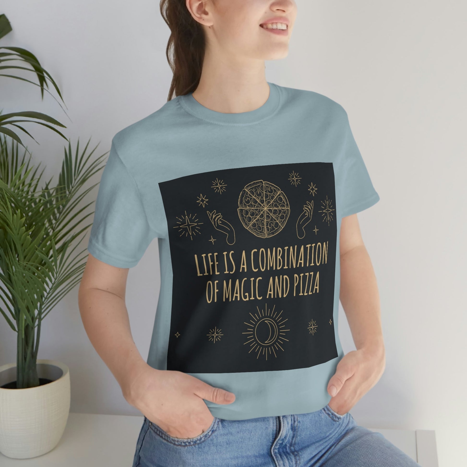 Life Is A Combination Of Magic And Pizza Love Funny Quotes Unisex Jersey Short Sleeve T-Shirt Ichaku [Perfect Gifts Selection]