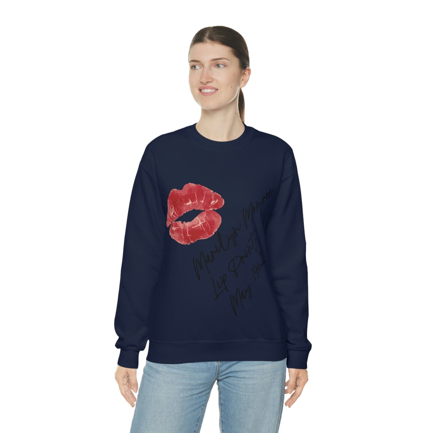 Lip Retro Print Hollywood Classic Unisex Heavy Blend™ Crewneck Sweatshirt Ichaku [Perfect Gifts Selection]