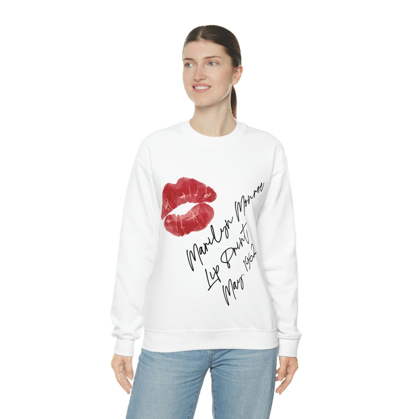 Lip Retro Print Hollywood Classic Unisex Heavy Blend™ Crewneck Sweatshirt Ichaku [Perfect Gifts Selection]