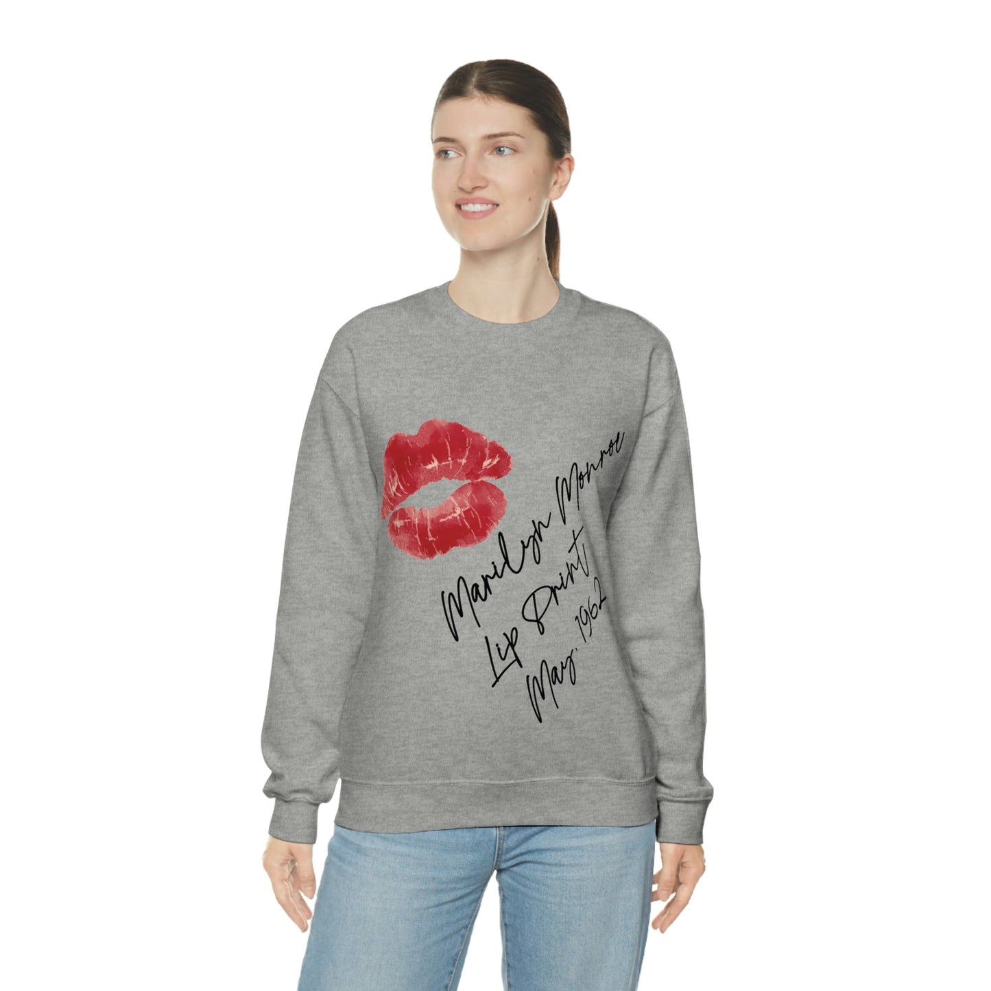 Lip Retro Print Hollywood Classic Unisex Heavy Blend™ Crewneck Sweatshirt Ichaku [Perfect Gifts Selection]