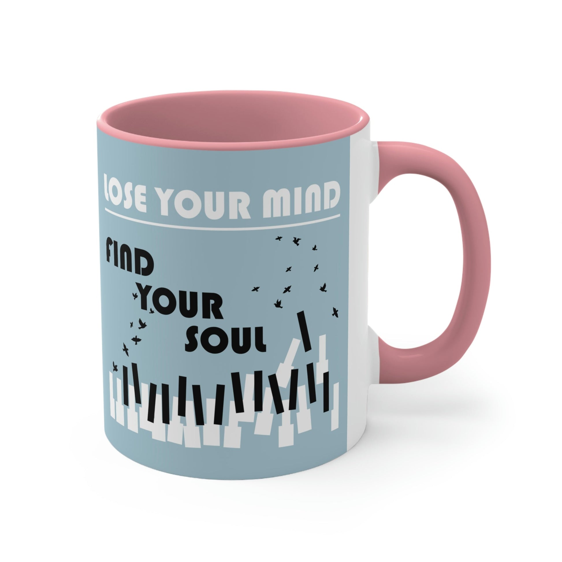 Lose Your Mind Find your Soul Flying birds Piano Keys Music Art Classic Accent Coffee Mug 11oz Ichaku [Perfect Gifts Selection]