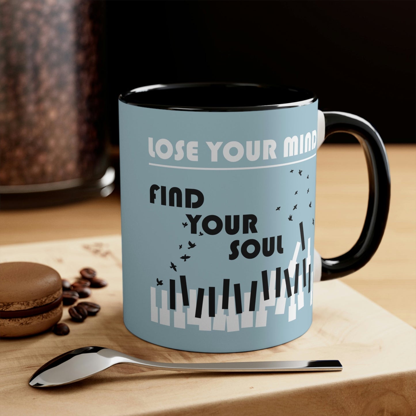 Lose Your Mind Find your Soul Flying birds Piano Keys Music Art Classic Accent Coffee Mug 11oz Ichaku [Perfect Gifts Selection]