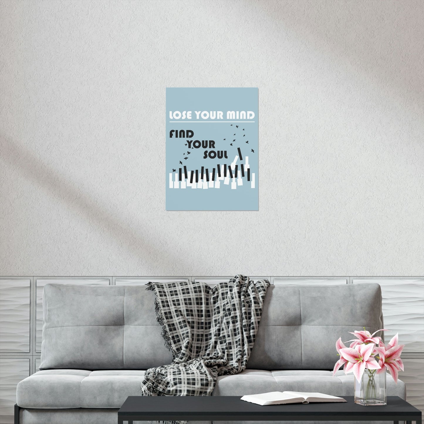 Lose Your Mind Find your Soul Flying birds Piano Keys Music Art Premium Matte Vertical Posters Ichaku [Perfect Gifts Selection]