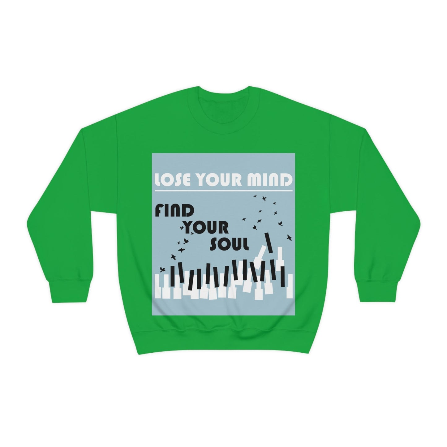 Lose Your Mind Find your Soul Flying birds Piano Keys Music Art Unisex Heavy Blend™ Crewneck Sweatshirt Ichaku [Perfect Gifts Selection]