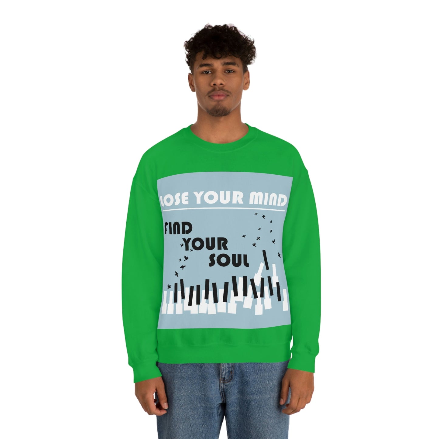 Lose Your Mind Find your Soul Flying birds Piano Keys Music Art Unisex Heavy Blend™ Crewneck Sweatshirt Ichaku [Perfect Gifts Selection]