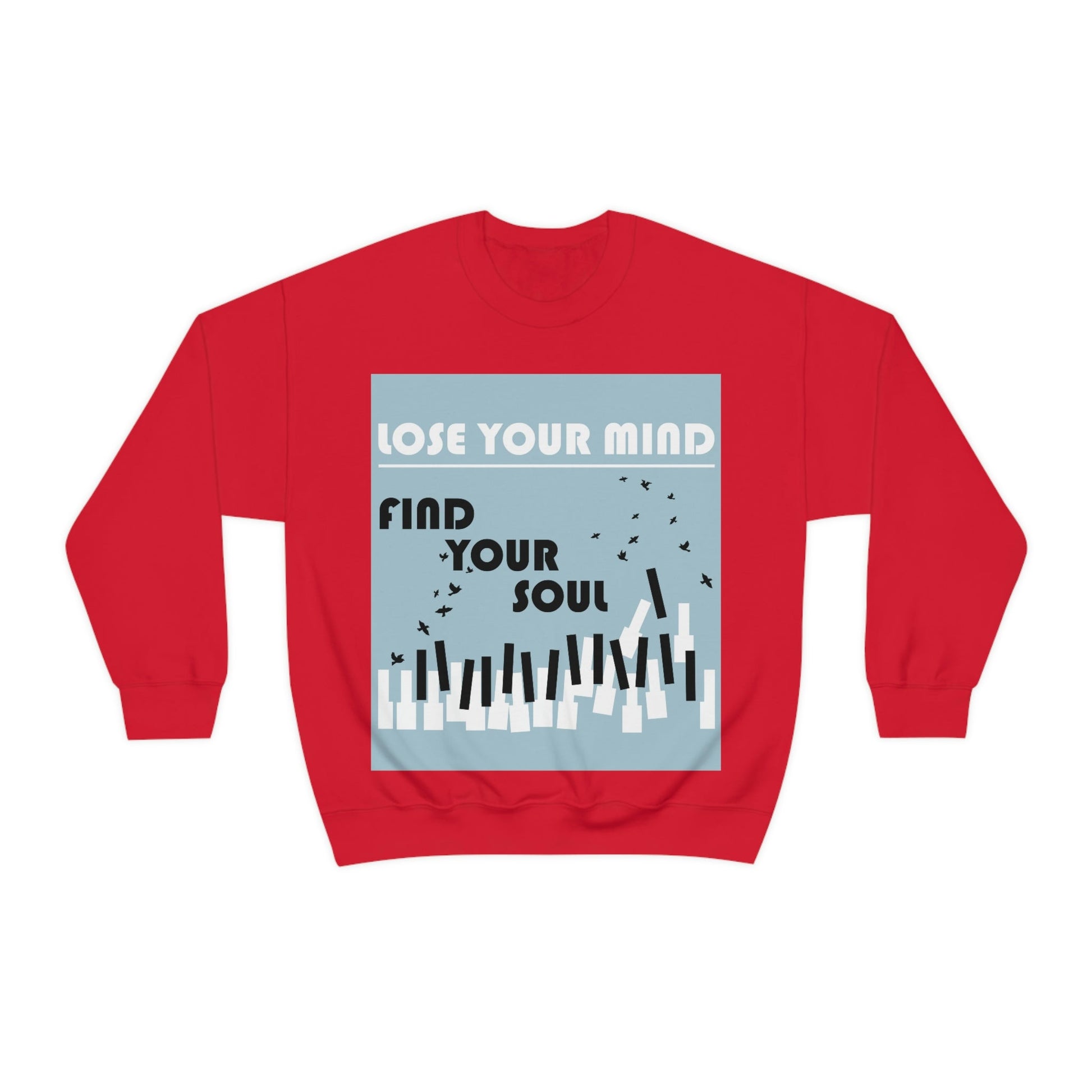 Lose Your Mind Find your Soul Flying birds Piano Keys Music Art Unisex Heavy Blend™ Crewneck Sweatshirt Ichaku [Perfect Gifts Selection]