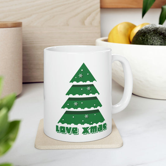 Love Christmas Happy Holidays Minimal Art Ceramic Mug 11oz Ichaku [Perfect Gifts Selection]