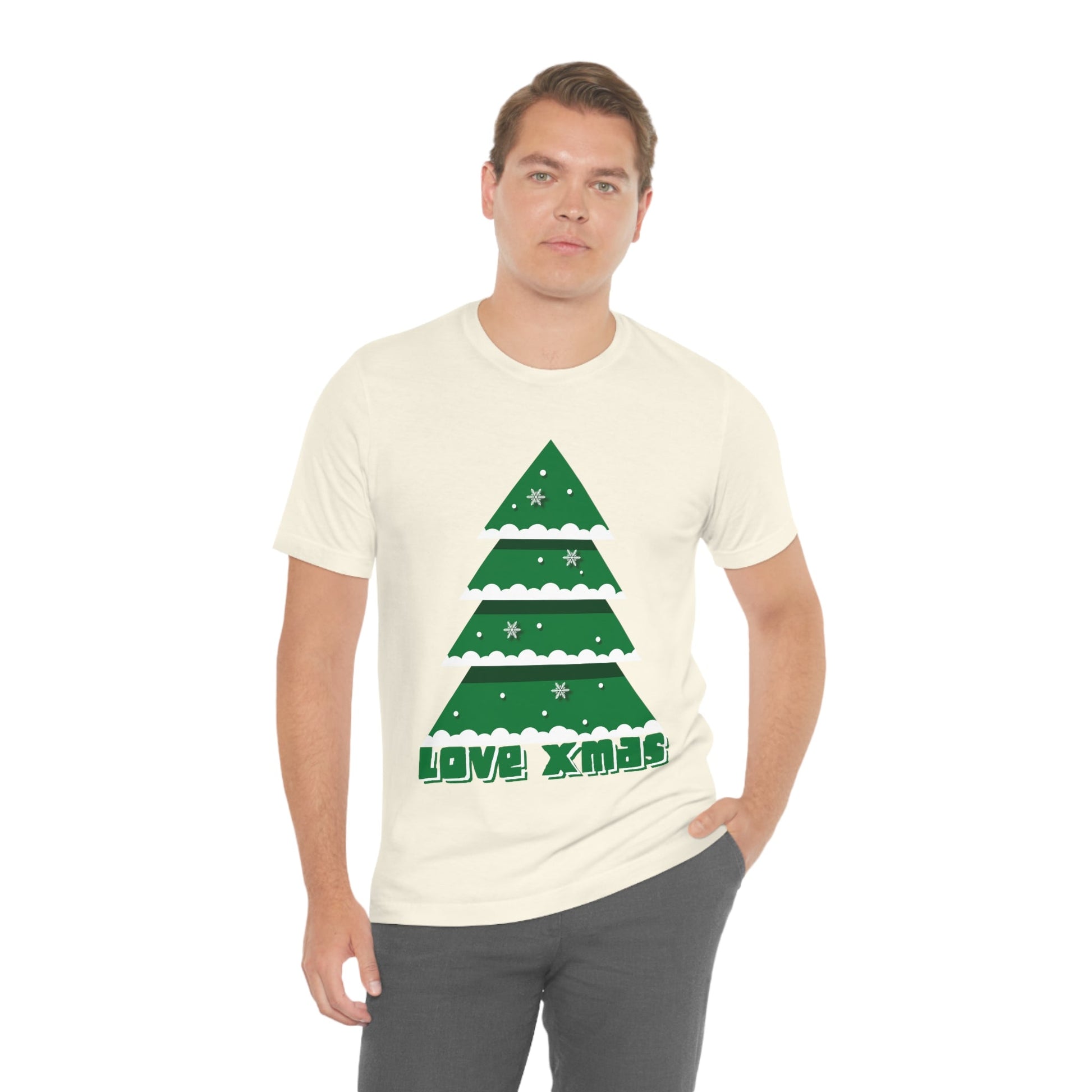 Love Christmas Happy Holidays Minimal Art Unisex Jersey Short Sleeve T-Shirt Ichaku [Perfect Gifts Selection]