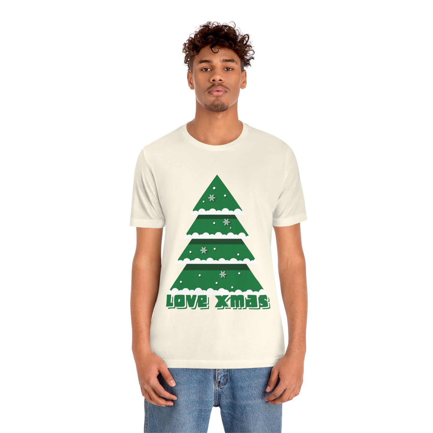 Love Christmas Happy Holidays Minimal Art Unisex Jersey Short Sleeve T-Shirt Ichaku [Perfect Gifts Selection]