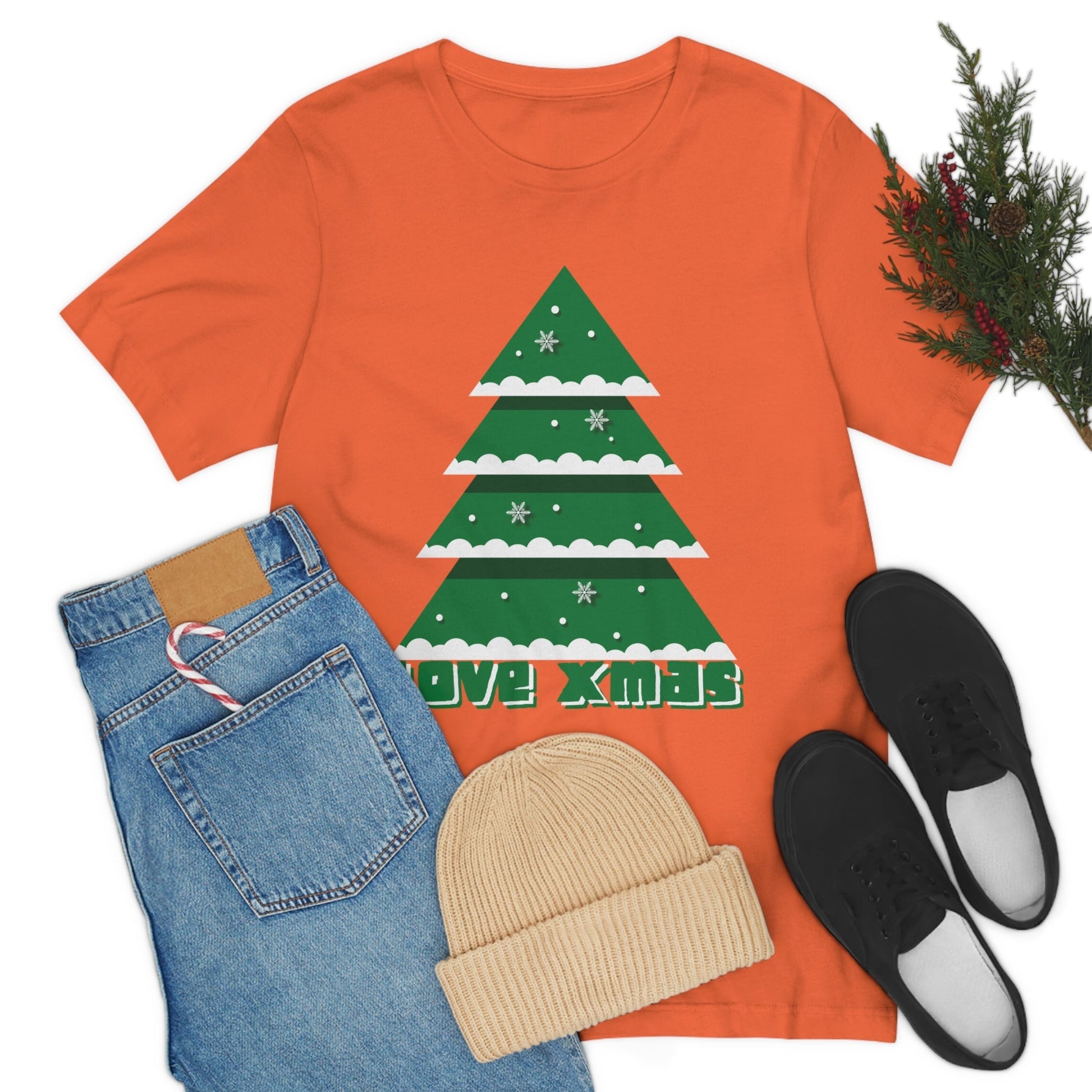 Love Christmas Happy Holidays Minimal Art Unisex Jersey Short Sleeve T-Shirt Ichaku [Perfect Gifts Selection]