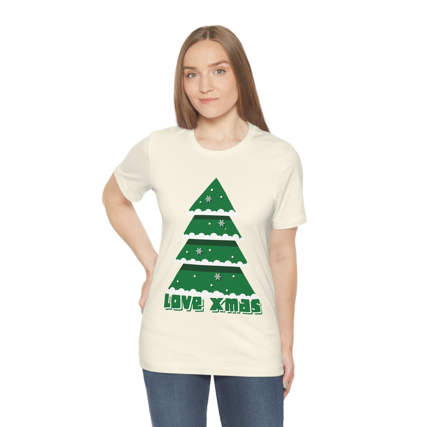 Love Christmas Happy Holidays Minimal Art Unisex Jersey Short Sleeve T-Shirt Ichaku [Perfect Gifts Selection]