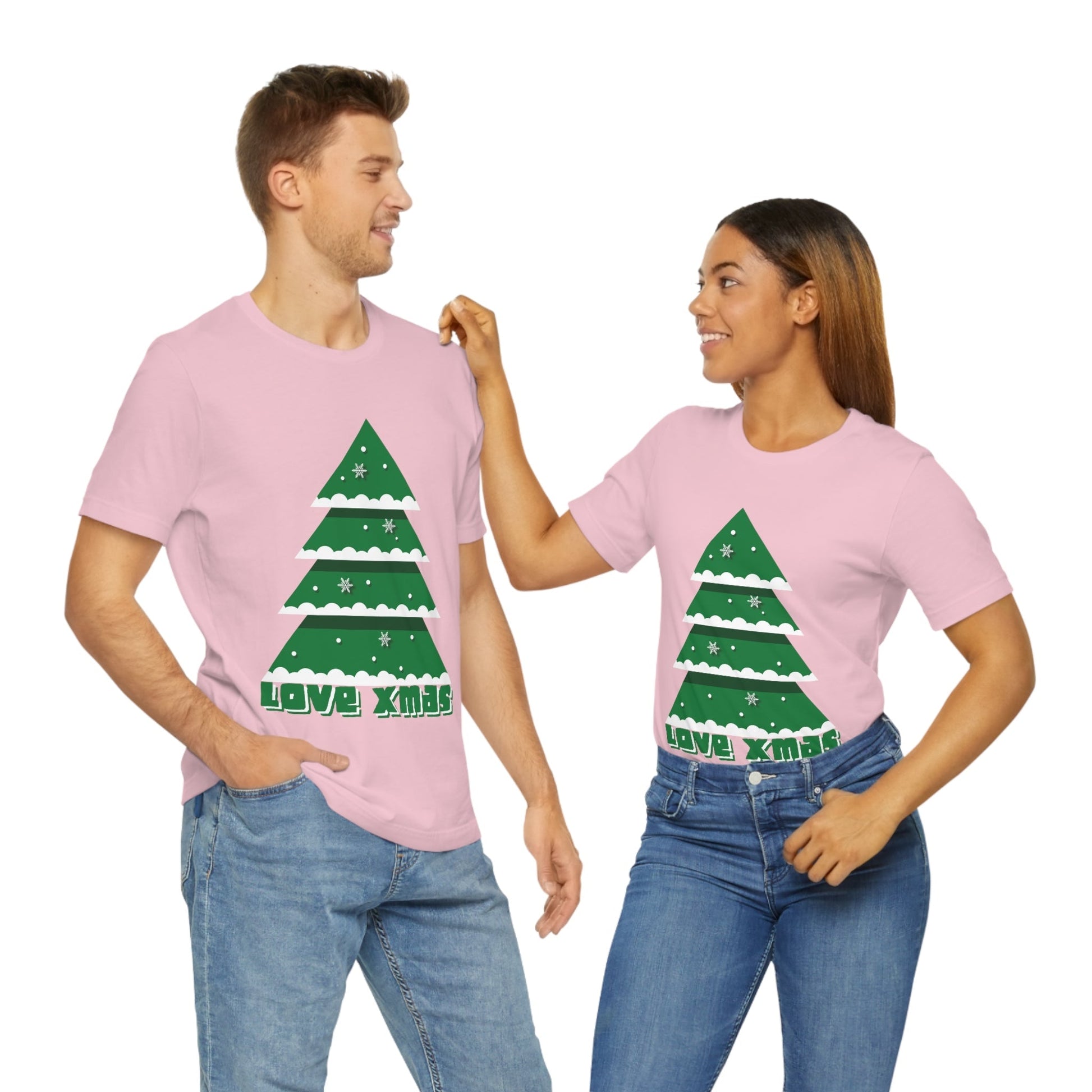 Love Christmas Happy Holidays Minimal Art Unisex Jersey Short Sleeve T-Shirt Ichaku [Perfect Gifts Selection]
