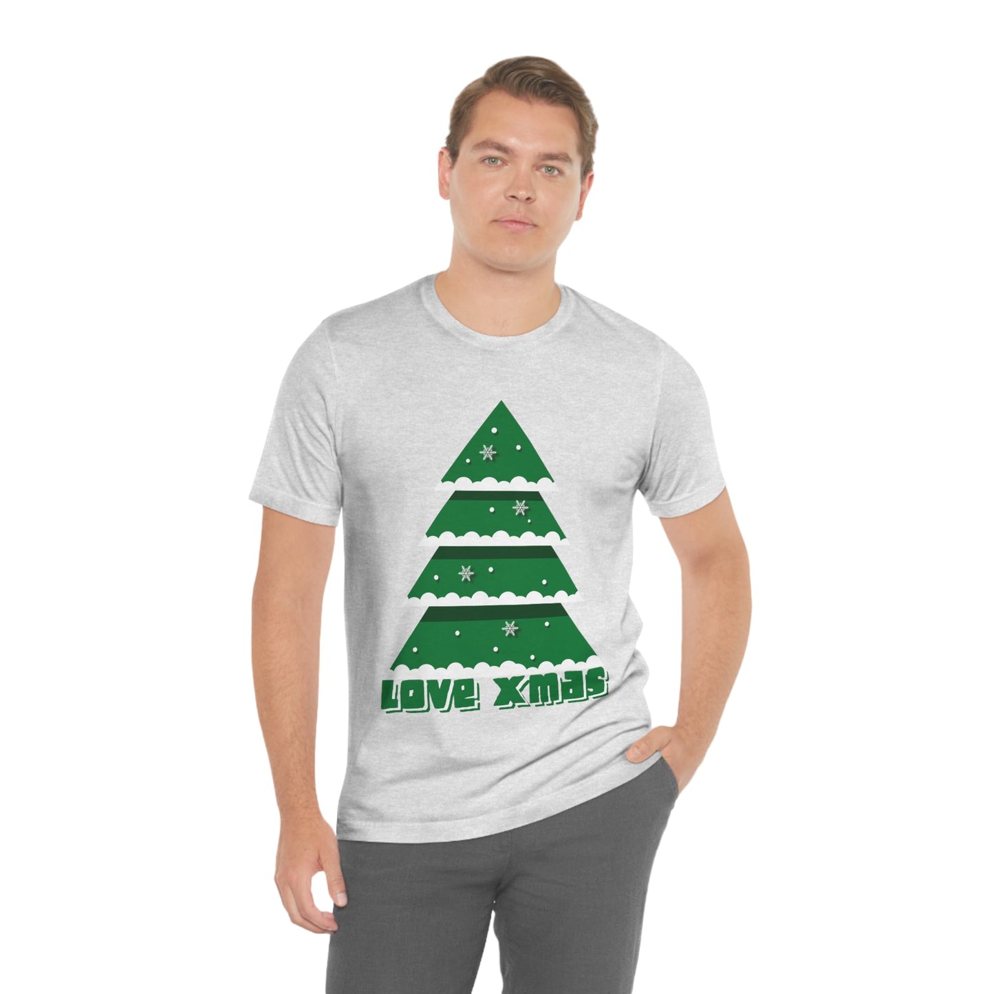 Love Christmas Happy Holidays Minimal Art Unisex Jersey Short Sleeve T-Shirt Ichaku [Perfect Gifts Selection]