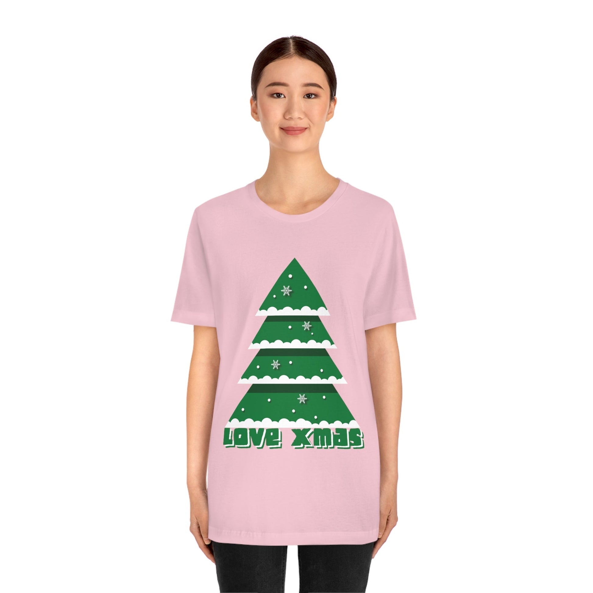 Love Christmas Happy Holidays Minimal Art Unisex Jersey Short Sleeve T-Shirt Ichaku [Perfect Gifts Selection]