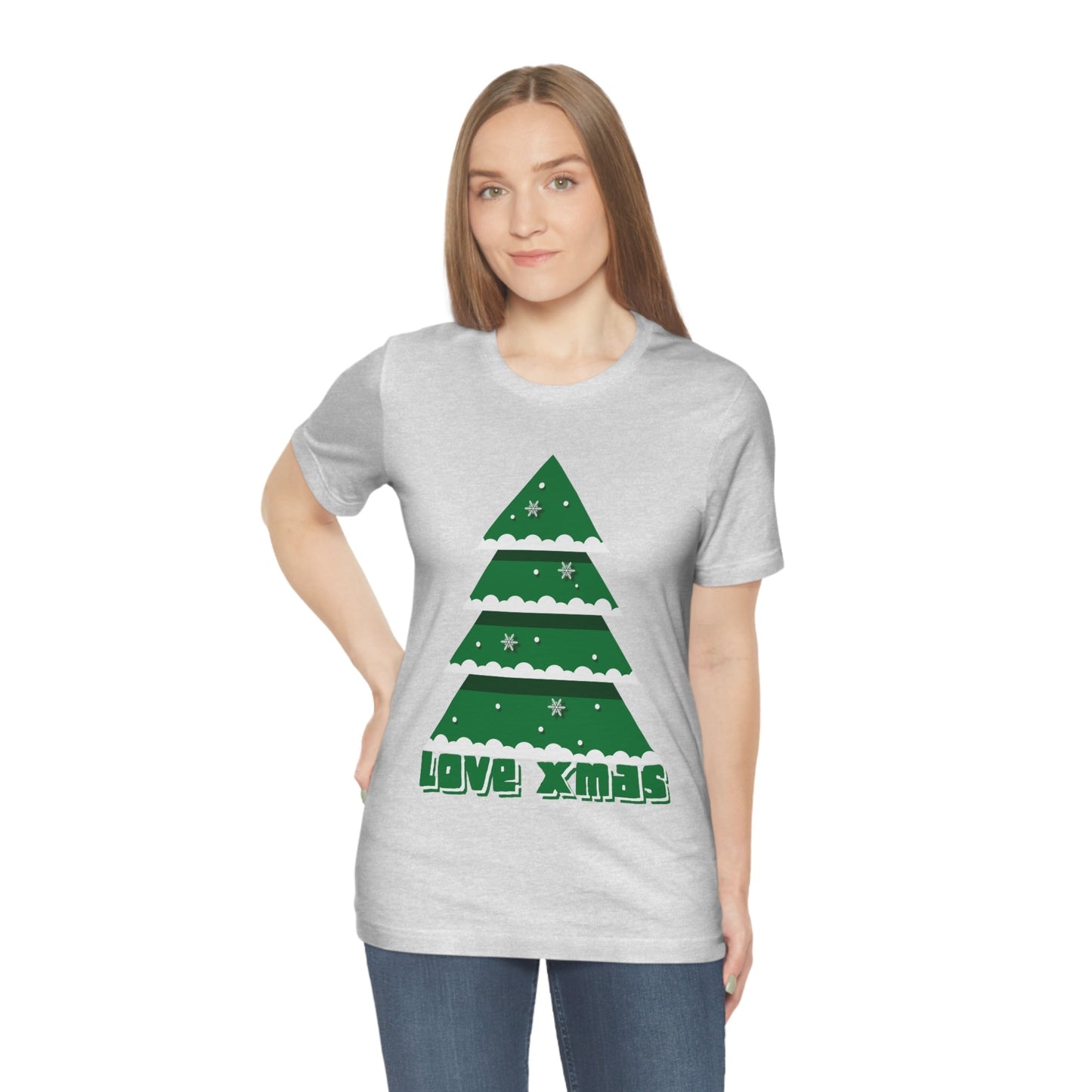 Love Christmas Happy Holidays Minimal Art Unisex Jersey Short Sleeve T-Shirt Ichaku [Perfect Gifts Selection]