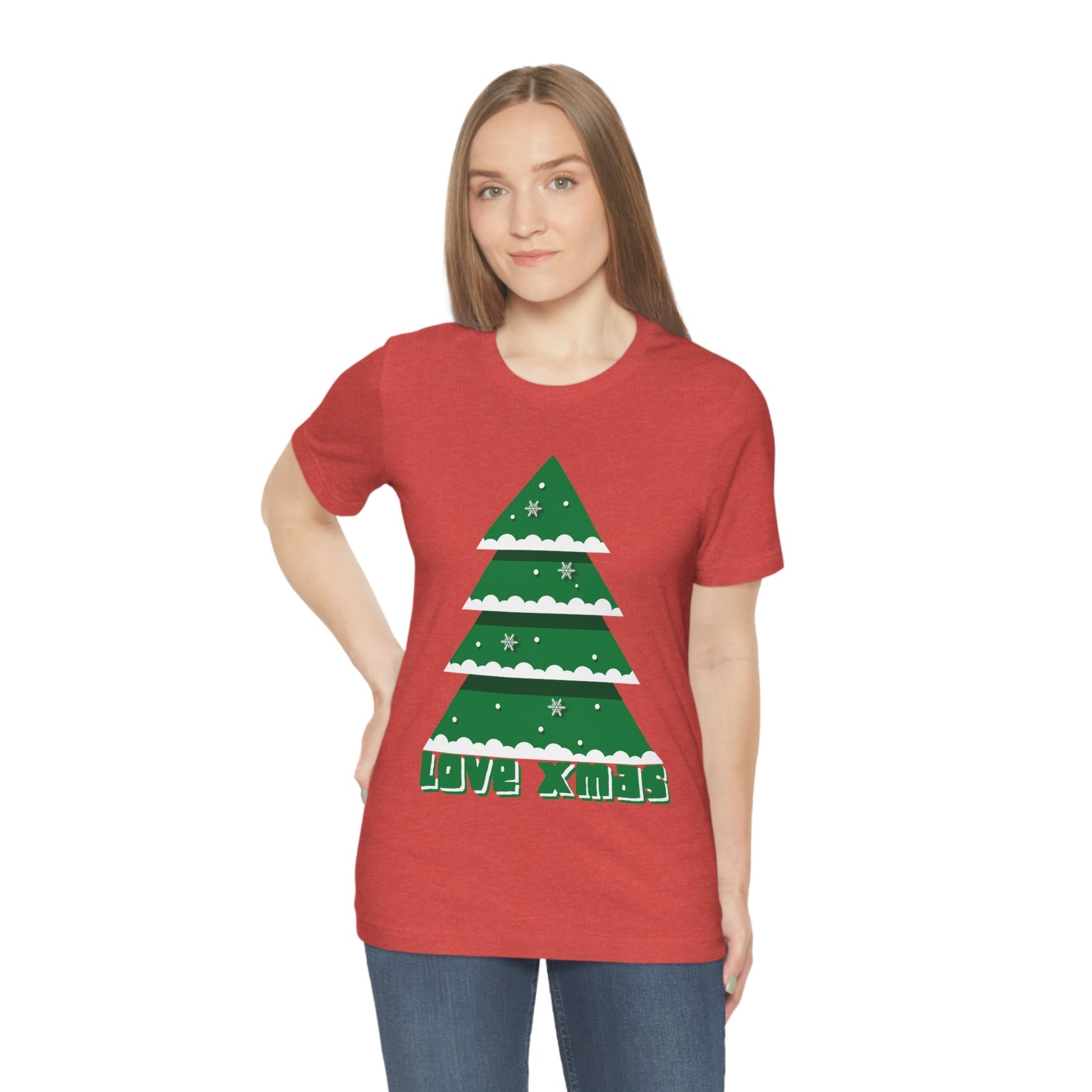 Love Christmas Happy Holidays Minimal Art Unisex Jersey Short Sleeve T-Shirt Ichaku [Perfect Gifts Selection]