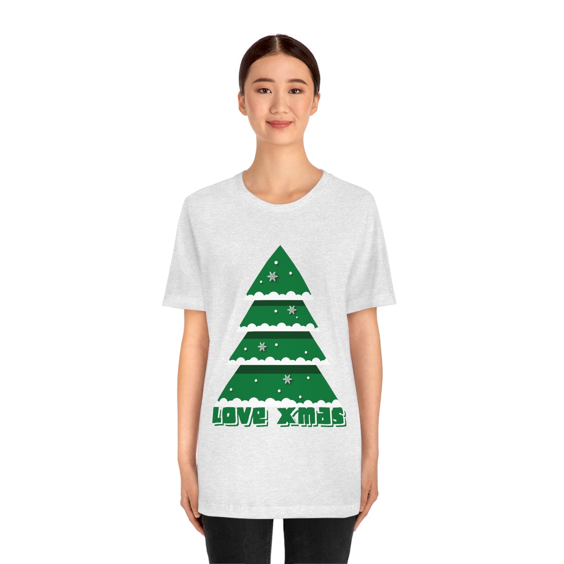 Love Christmas Happy Holidays Minimal Art Unisex Jersey Short Sleeve T-Shirt Ichaku [Perfect Gifts Selection]