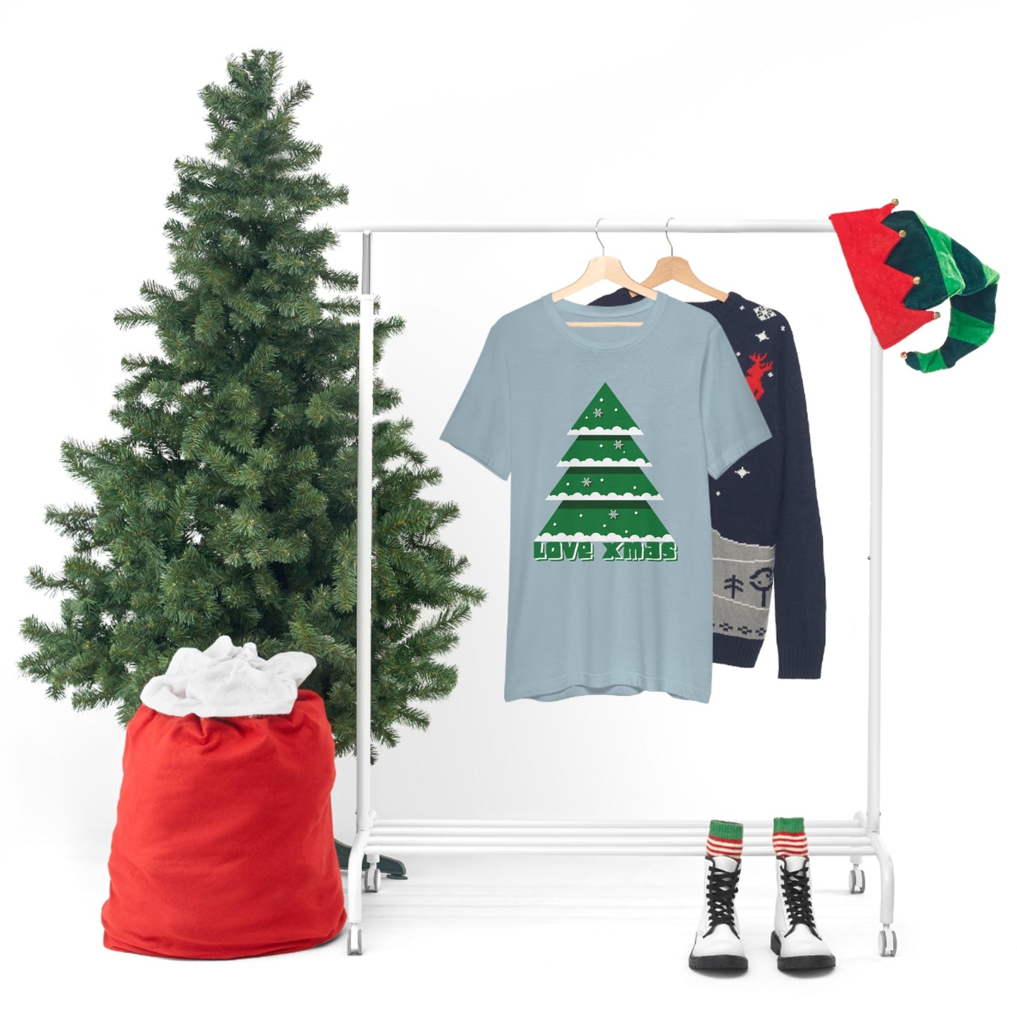 Love Christmas Happy Holidays Minimal Art Unisex Jersey Short Sleeve T-Shirt Ichaku [Perfect Gifts Selection]