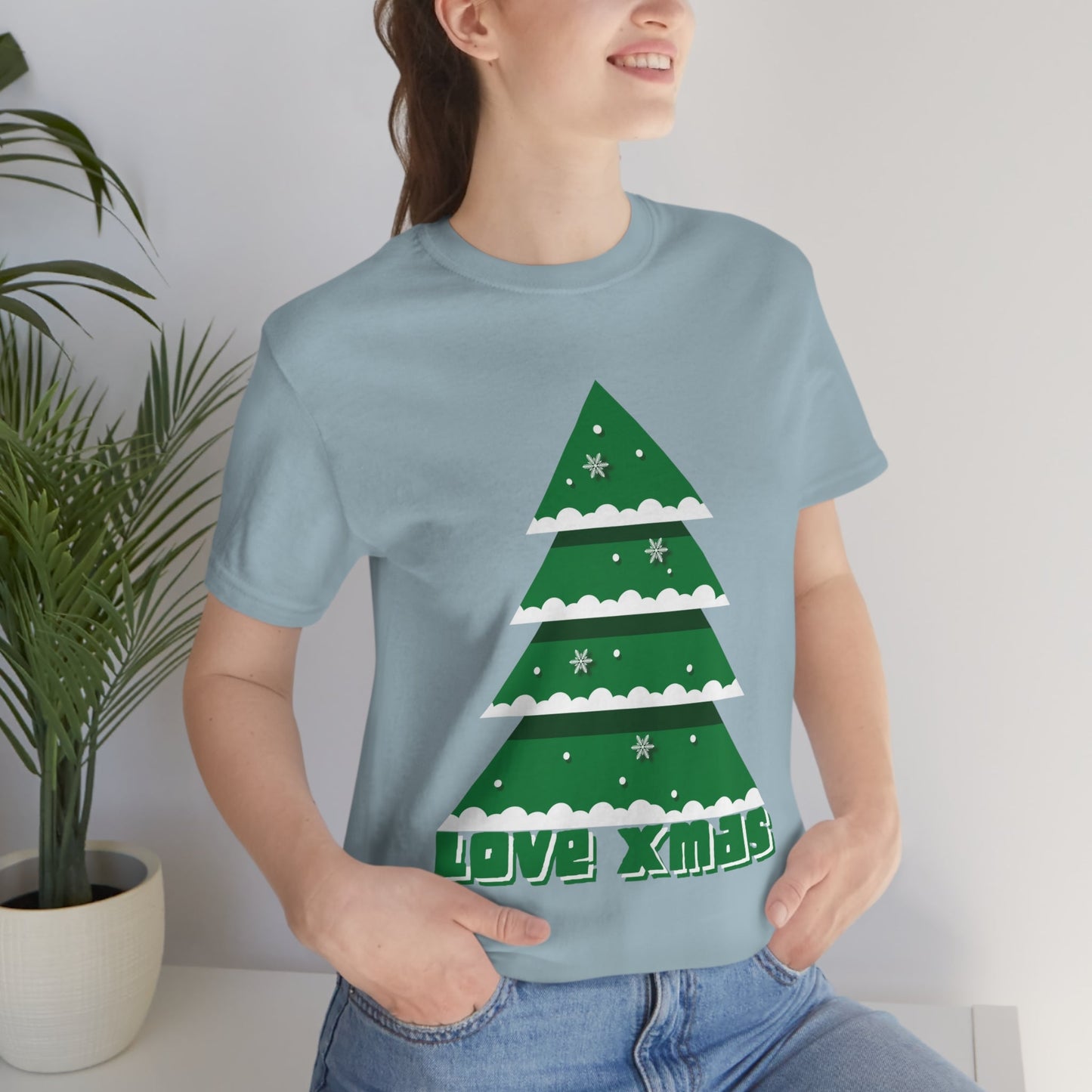 Love Christmas Happy Holidays Minimal Art Unisex Jersey Short Sleeve T-Shirt Ichaku [Perfect Gifts Selection]