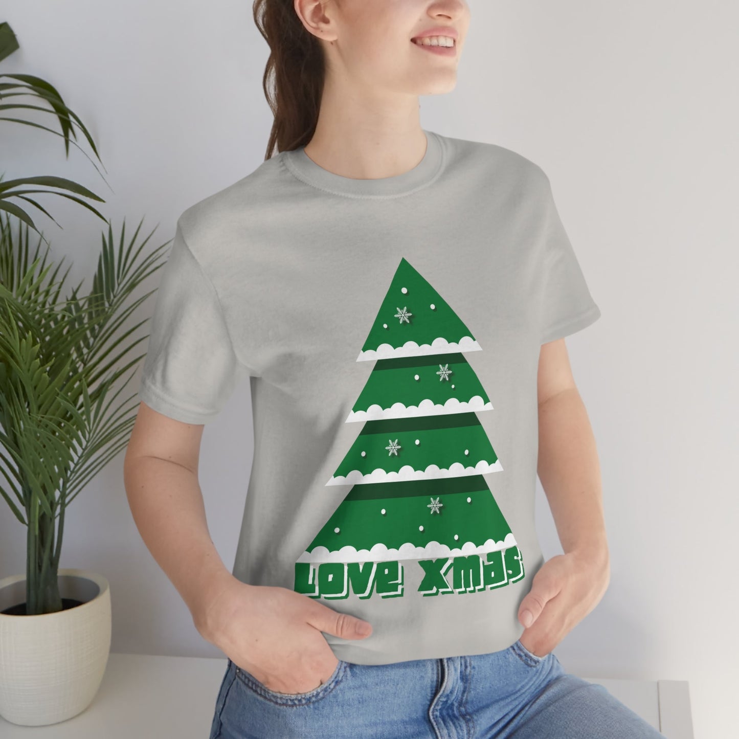 Love Christmas Happy Holidays Minimal Art Unisex Jersey Short Sleeve T-Shirt Ichaku [Perfect Gifts Selection]