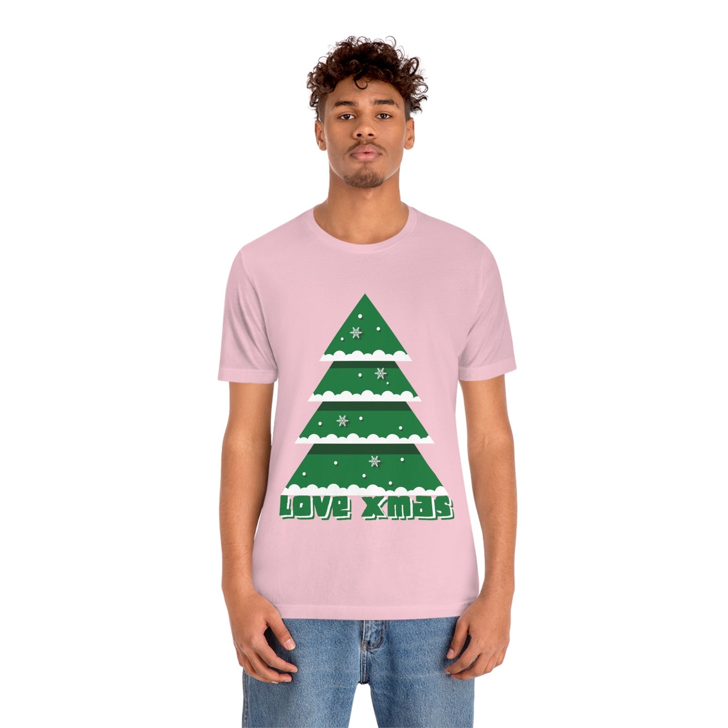 Love Christmas Happy Holidays Minimal Art Unisex Jersey Short Sleeve T-Shirt Ichaku [Perfect Gifts Selection]