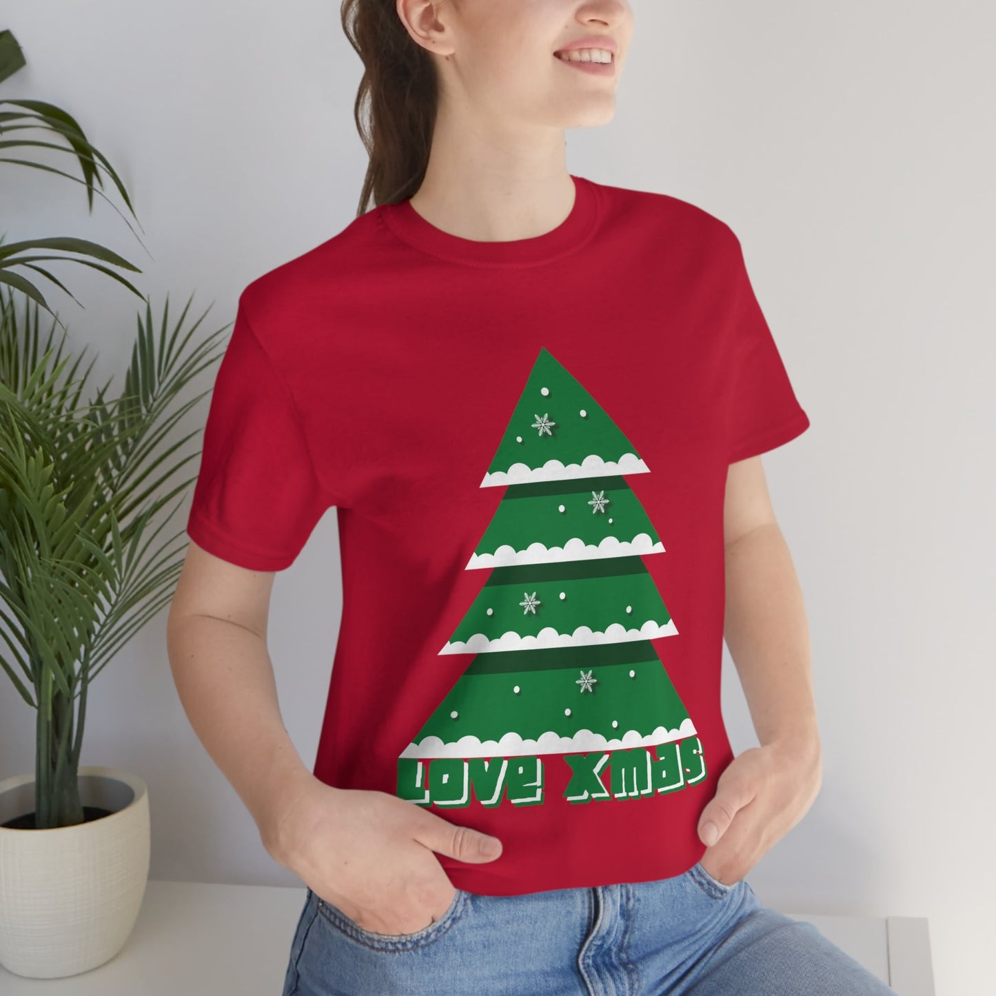 Love Christmas Happy Holidays Minimal Art Unisex Jersey Short Sleeve T-Shirt Ichaku [Perfect Gifts Selection]