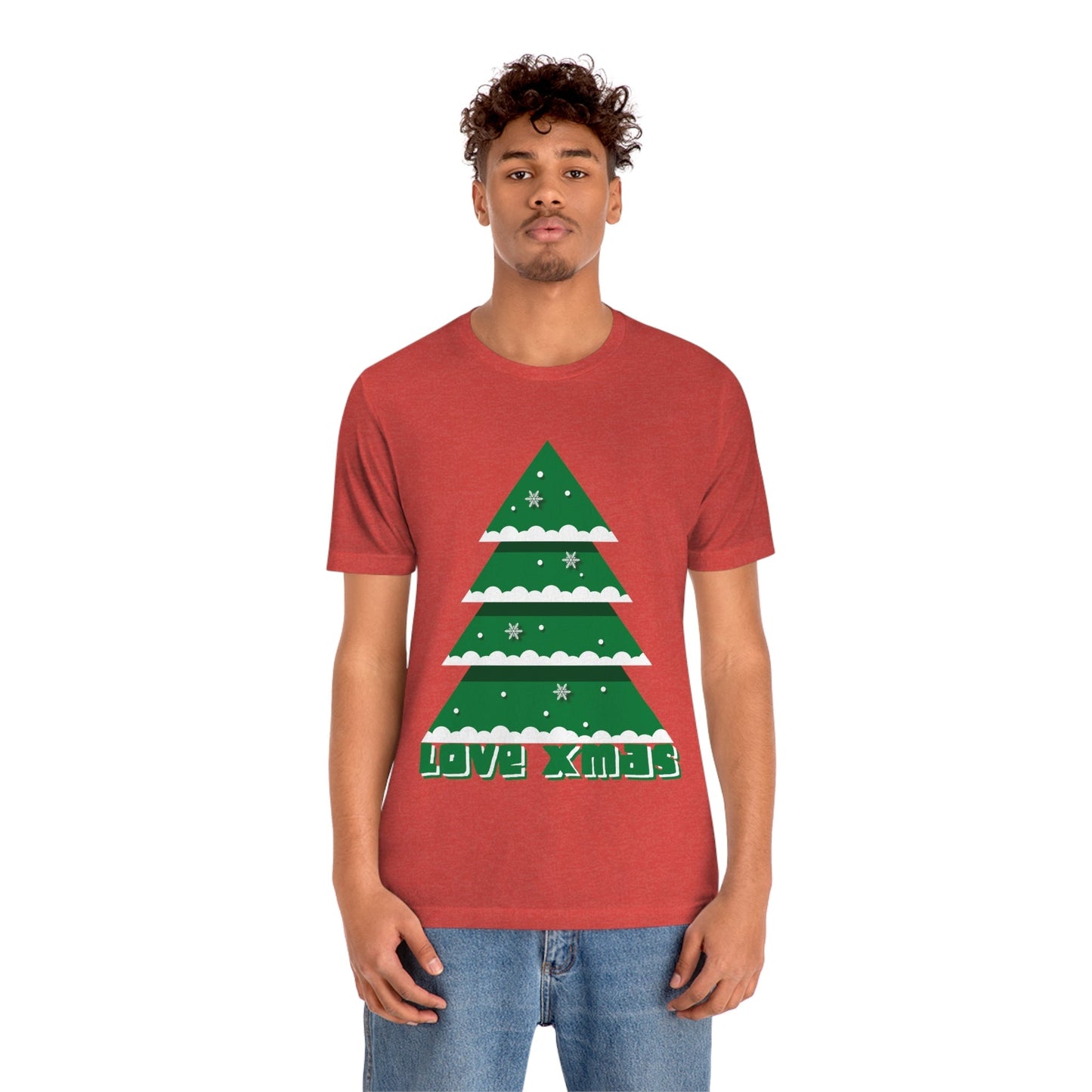 Love Christmas Happy Holidays Minimal Art Unisex Jersey Short Sleeve T-Shirt Ichaku [Perfect Gifts Selection]