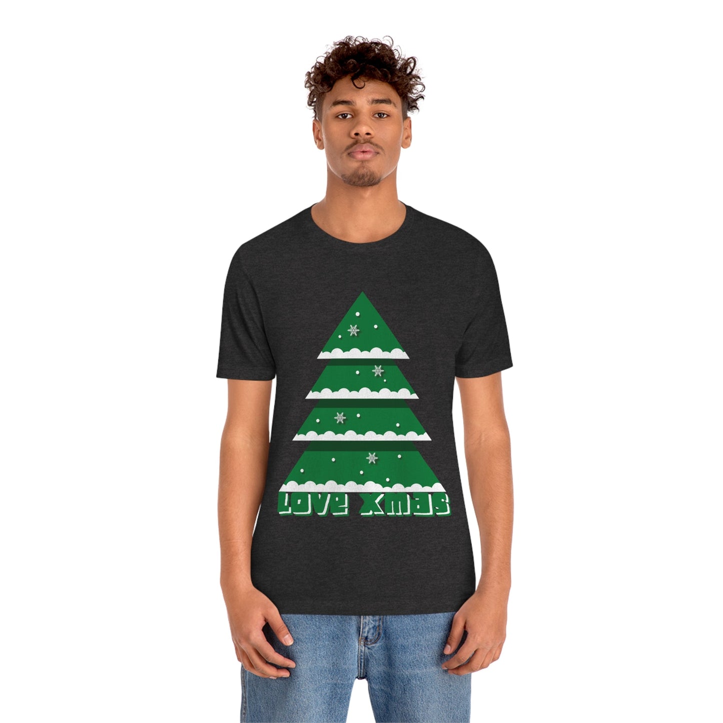 Love Christmas Happy Holidays Minimal Art Unisex Jersey Short Sleeve T-Shirt Ichaku [Perfect Gifts Selection]