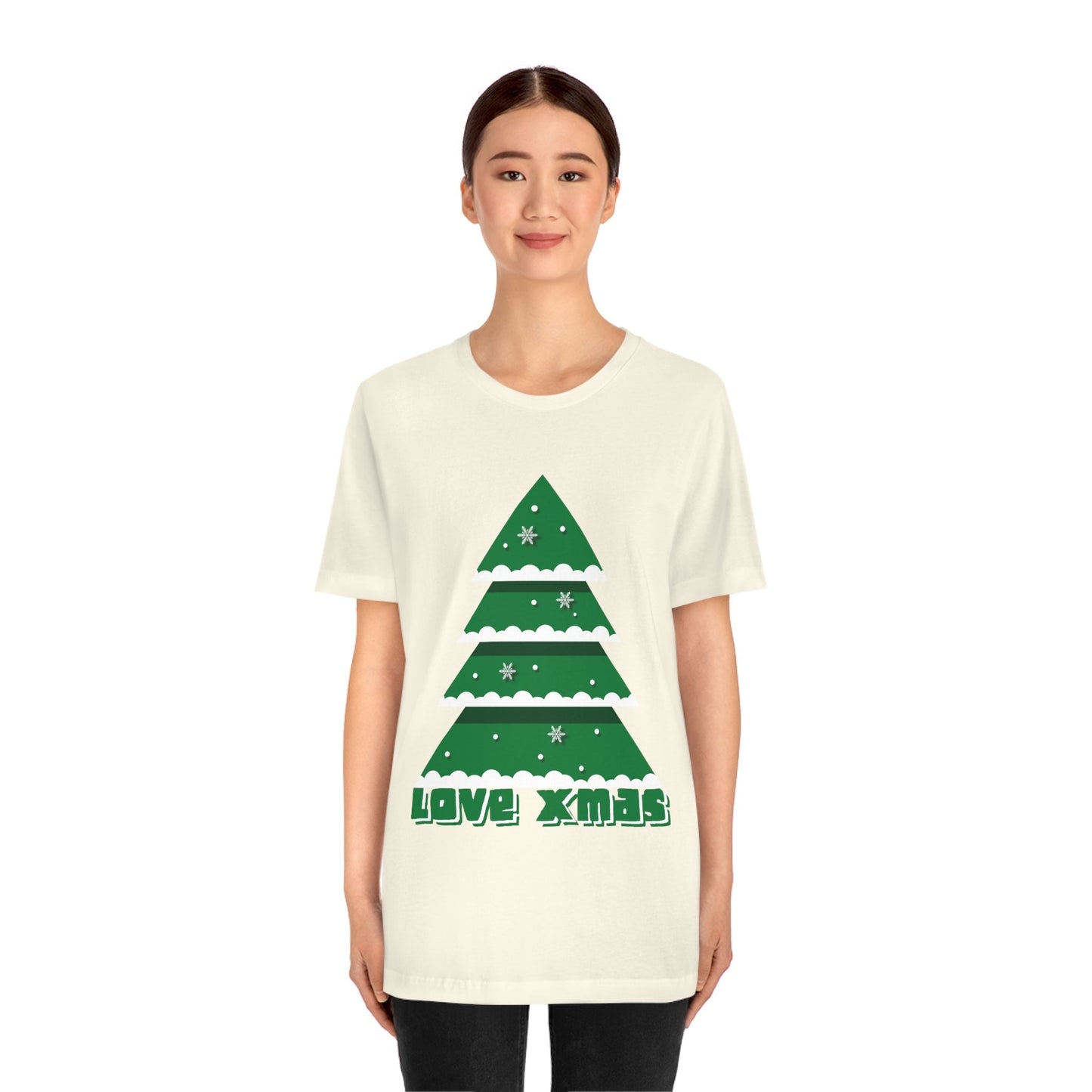 Love Christmas Happy Holidays Minimal Art Unisex Jersey Short Sleeve T-Shirt Ichaku [Perfect Gifts Selection]