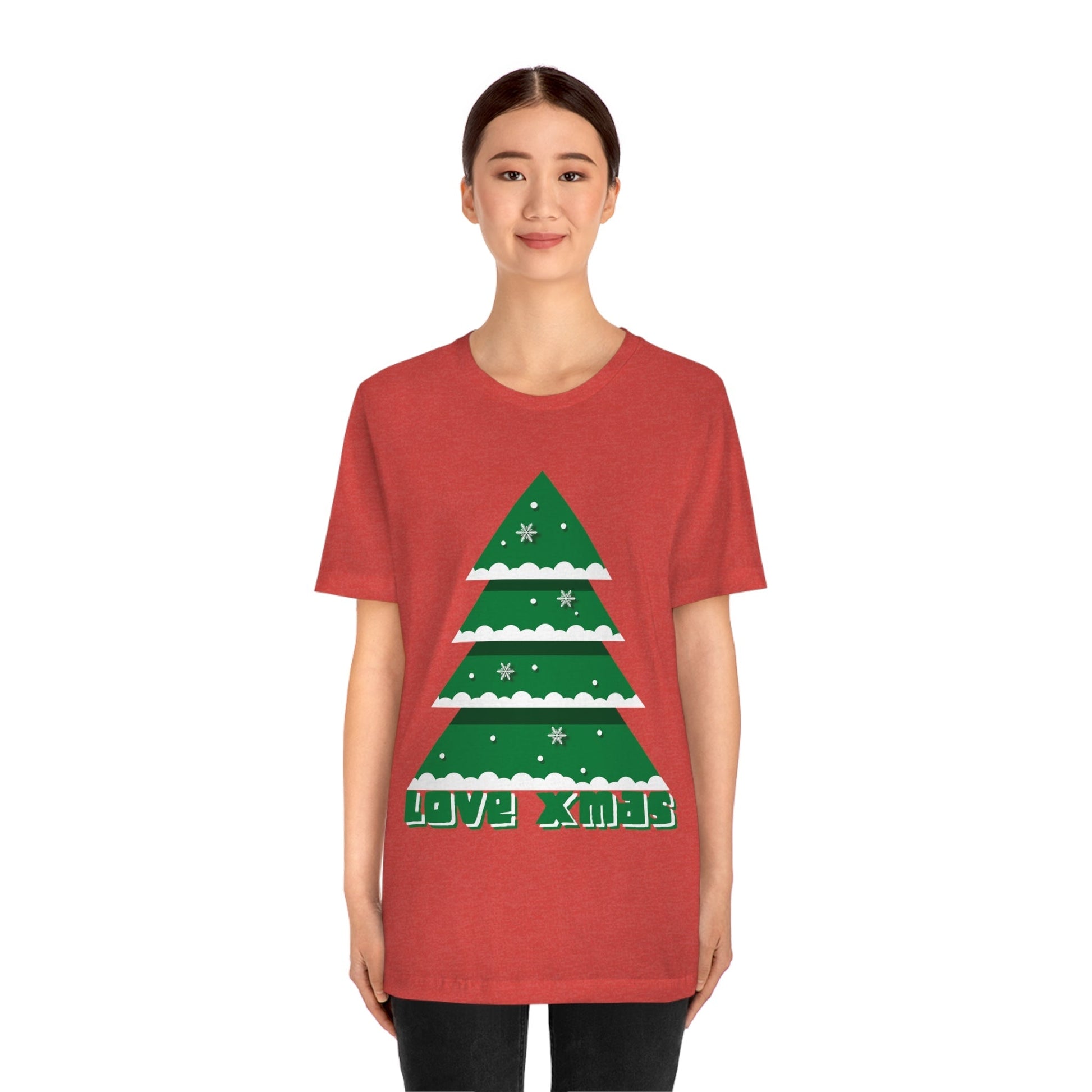 Love Christmas Happy Holidays Minimal Art Unisex Jersey Short Sleeve T-Shirt Ichaku [Perfect Gifts Selection]