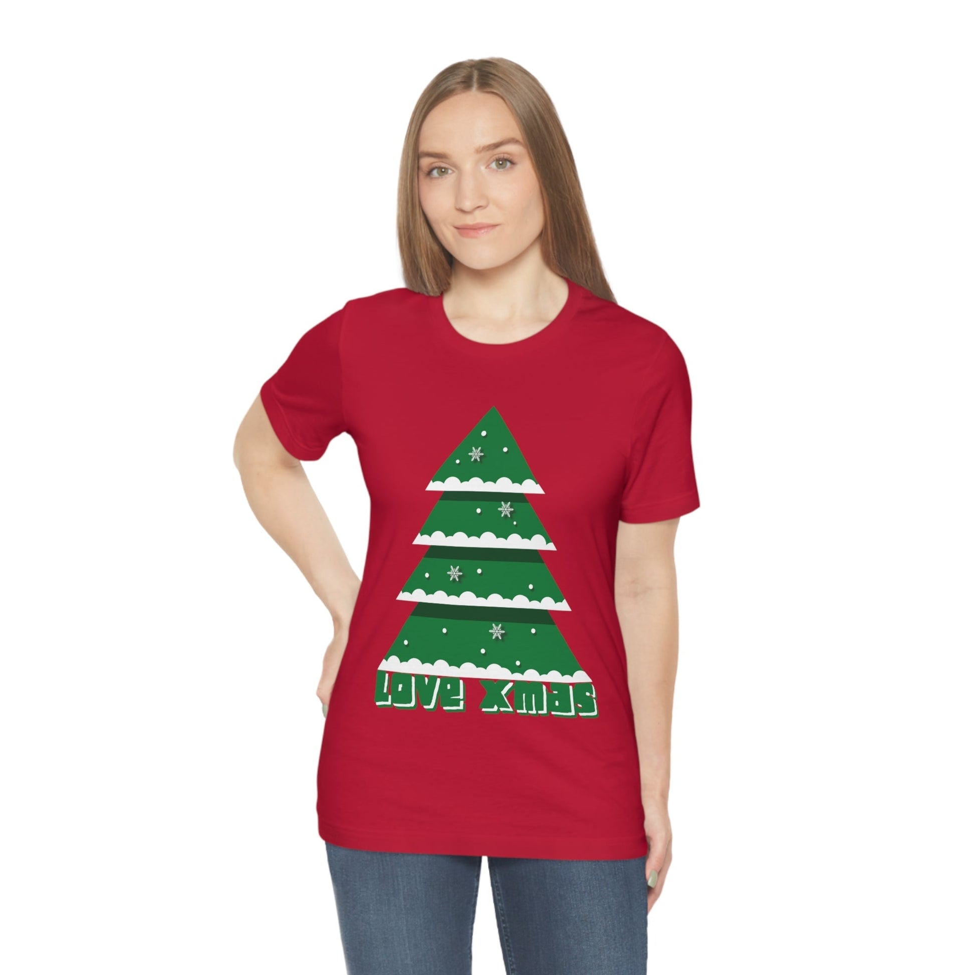 Love Christmas Happy Holidays Minimal Art Unisex Jersey Short Sleeve T-Shirt Ichaku [Perfect Gifts Selection]