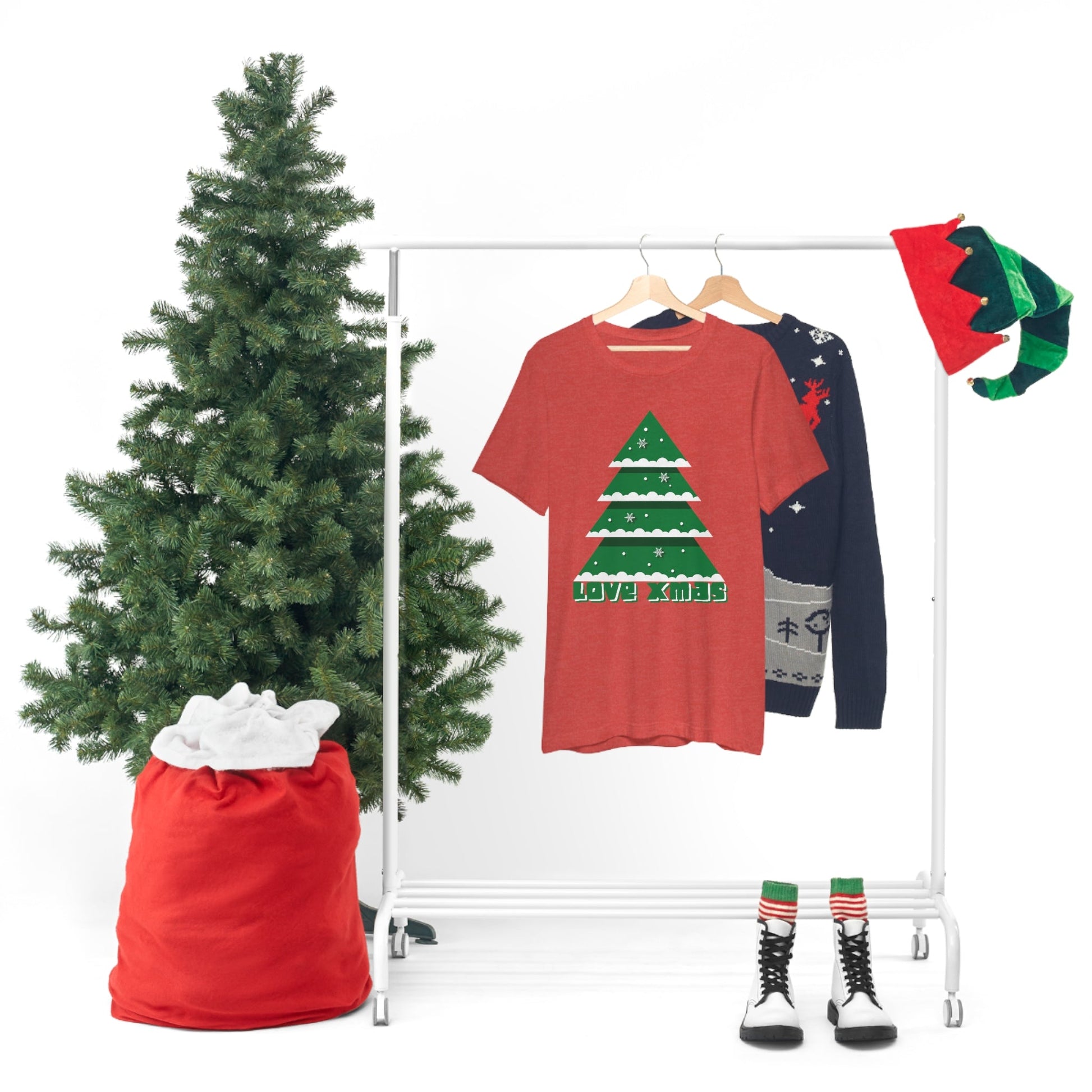 Love Christmas Happy Holidays Minimal Art Unisex Jersey Short Sleeve T-Shirt Ichaku [Perfect Gifts Selection]