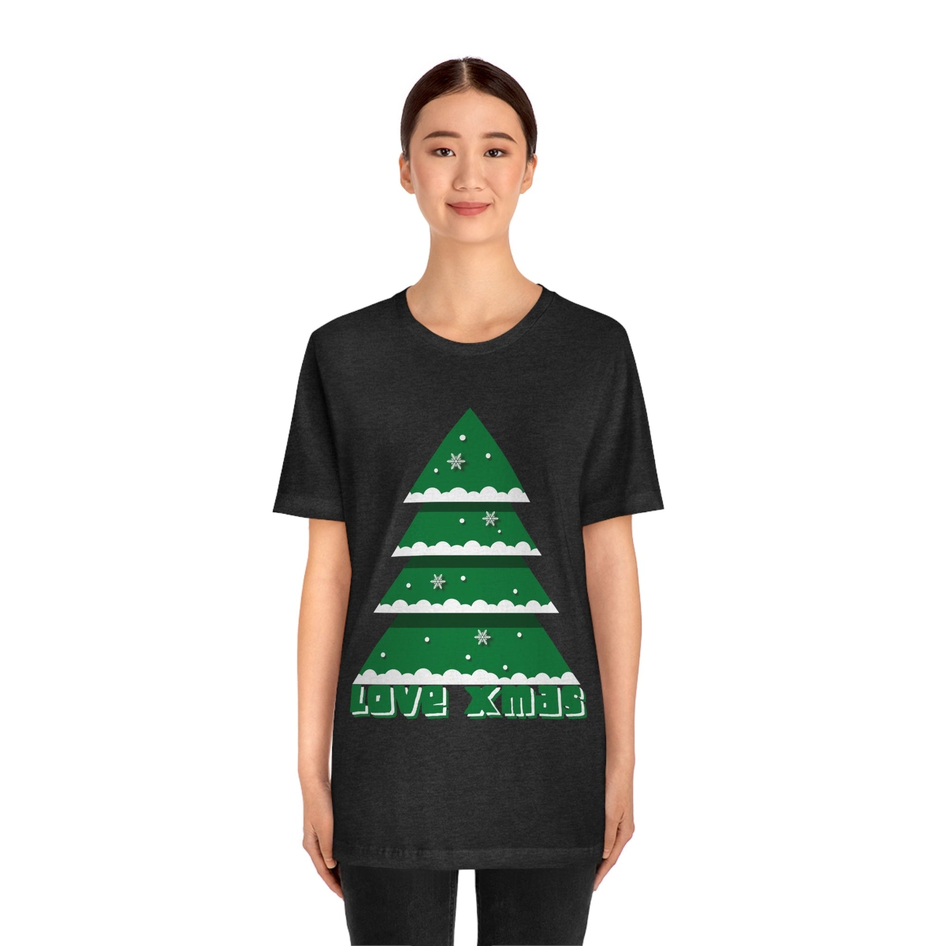 Love Christmas Happy Holidays Minimal Art Unisex Jersey Short Sleeve T-Shirt Ichaku [Perfect Gifts Selection]