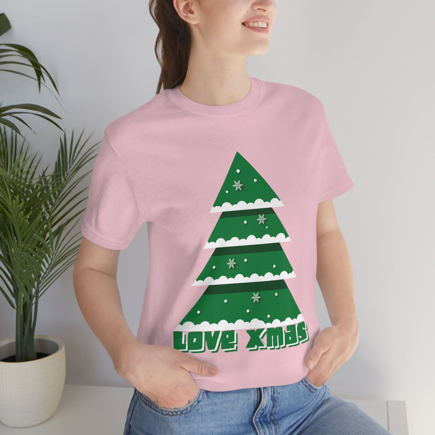 Love Christmas Happy Holidays Minimal Art Unisex Jersey Short Sleeve T-Shirt Ichaku [Perfect Gifts Selection]