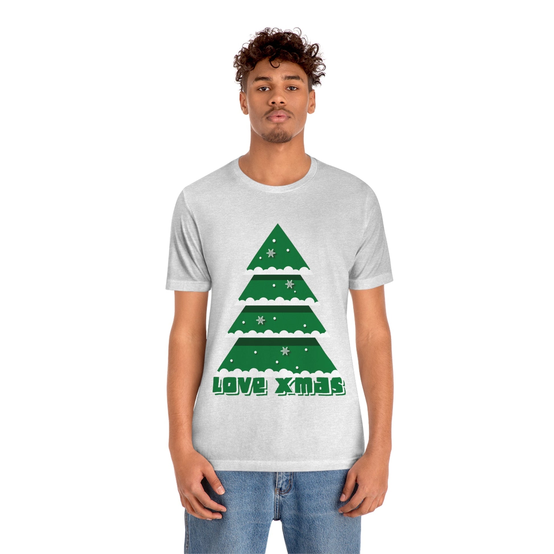 Love Christmas Happy Holidays Minimal Art Unisex Jersey Short Sleeve T-Shirt Ichaku [Perfect Gifts Selection]