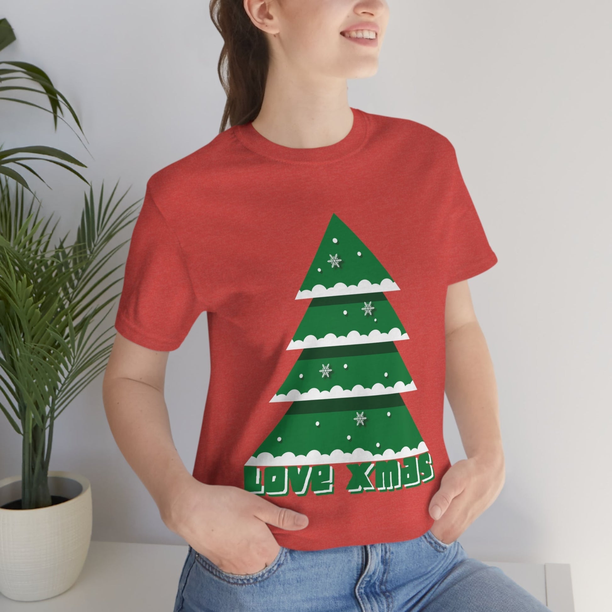 Love Christmas Happy Holidays Minimal Art Unisex Jersey Short Sleeve T-Shirt Ichaku [Perfect Gifts Selection]